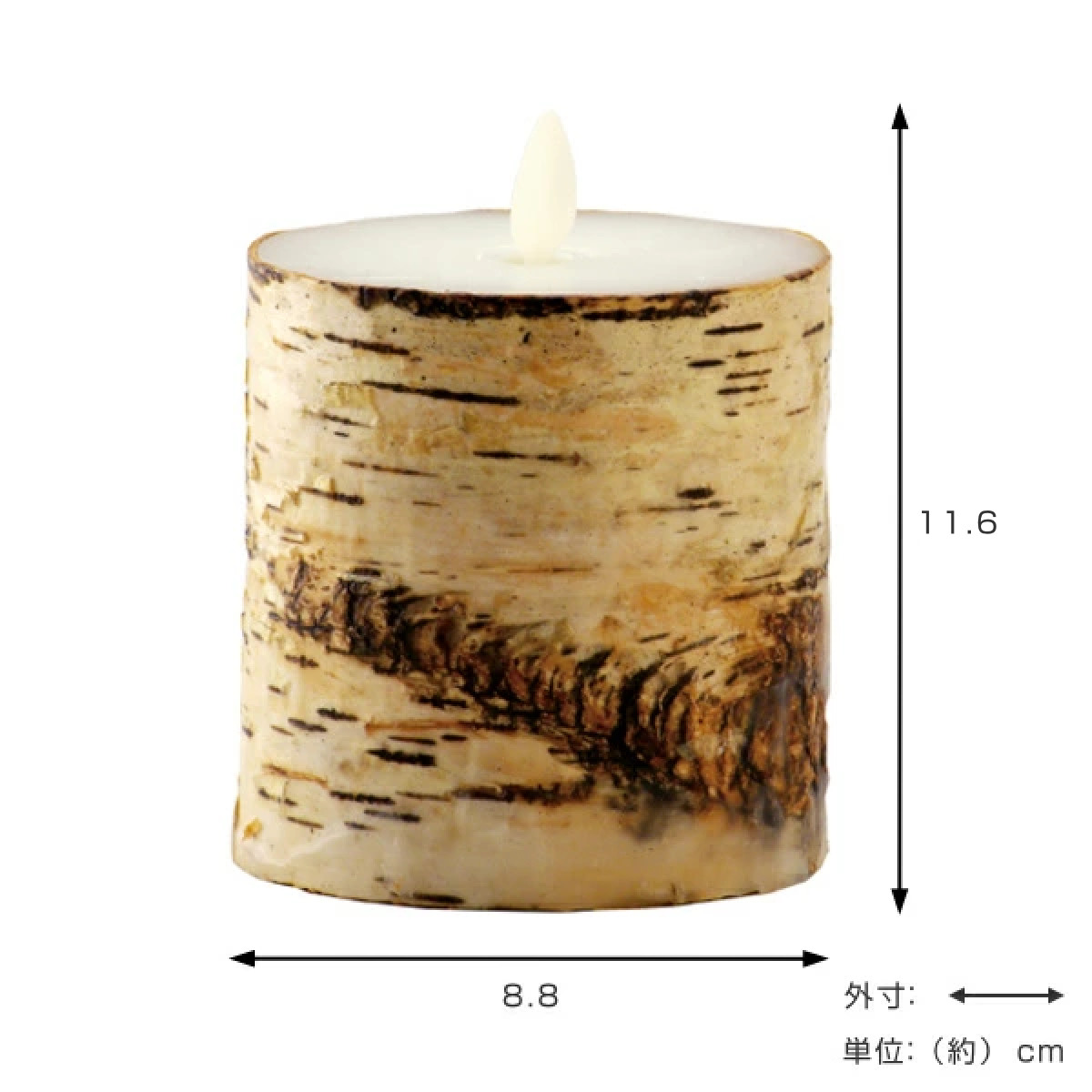 キャンドル LED LUMINARA ルミナラバーチピラー 3.5×4インチ ゆらぎ ( キャンドルライト LEDキャンドル コードレス タイマー led luminara キャンドルタイプ インテリアライト 電池式 木目調 おしゃれ 寝室 リビング )