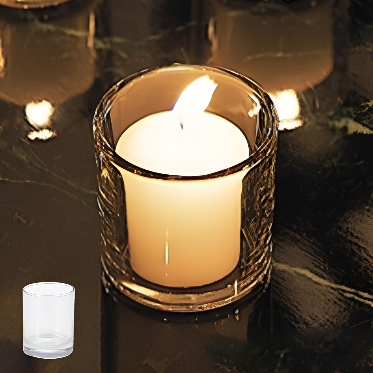 キャンドルポット キャンドルホルダー コップ型 ガラス製 ( キャンドルスタンド ろうそく立て キャンドルグラス 容器 ガラス キャンドルトレイ ガラスポット アロマキャンドル 透明 クリア シンプル )