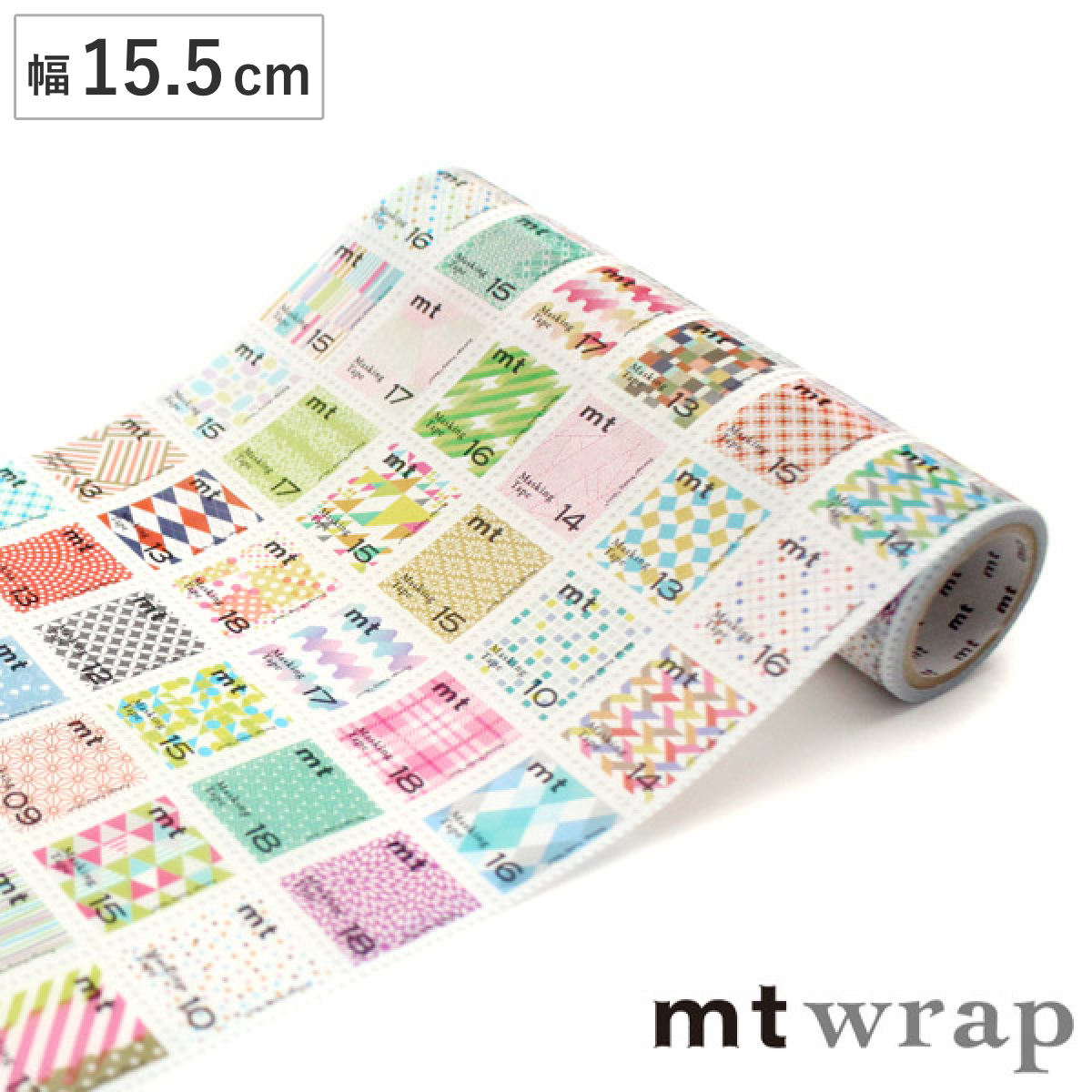包装紙 ラッピングシート mt wrap's 切手・deco 幅15.5cm （ ラッピング 包む 巻く 封筒 紙袋 巾着 ボトル包み キャラメル包み 簡単 カン