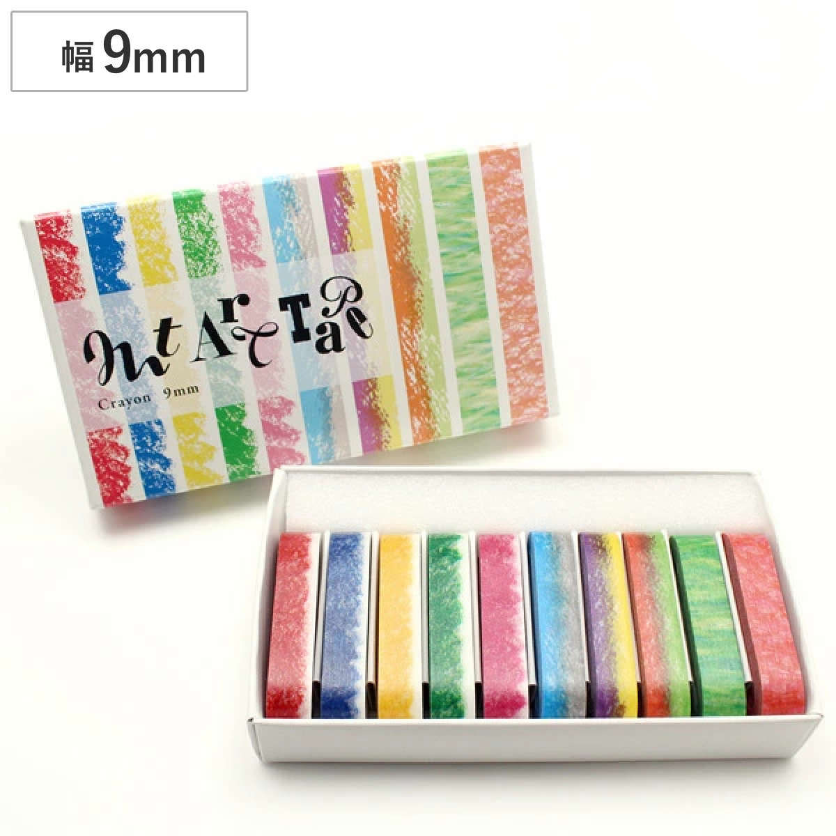マスキングテープ マステ mt art tape くれよん 9mm幅セット （ 貼ってはがせる テープ セット はがせるテープ はがせる カラフル クレヨン ラッピング diy アレンジ デコレーション コラージュ 貼り絵 ちぎり絵 ）