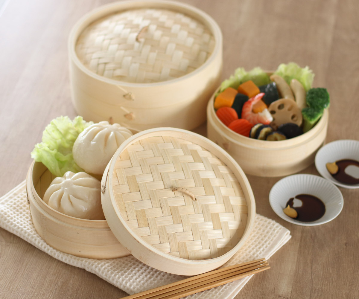 せいろ+鍋セット 18cm用 ( セイロ 鍋付き 鍋 セット 蒸し器 ガス火対応 IH対応 蒸籠 竹 蒸し鍋 18cm 中華蒸篭 中華蒸籠 一人暮らし 点心 飲茶 小籠包 焼売 シュウマイ ステンレス鍋 調理鍋 万能鍋 両手鍋 )