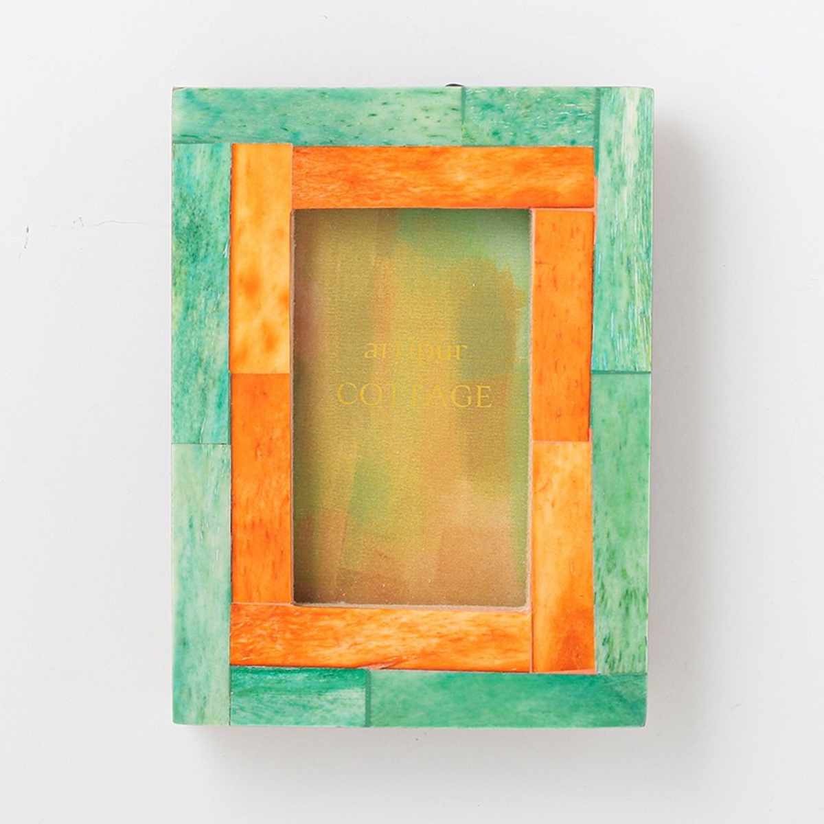 フォトフレーム ボーンミニフレーム S 名刺 チェキ キャメルボーン ( 写真立て フォトスタンド 写真 フレーム ミニ 小さめ インスタントカメラ ポップ インテリア 韓国 カラフル アクセント 壁掛け 縦 横 ニッチ 玄関 トイレ ) 【オレンジ】 オレンジ