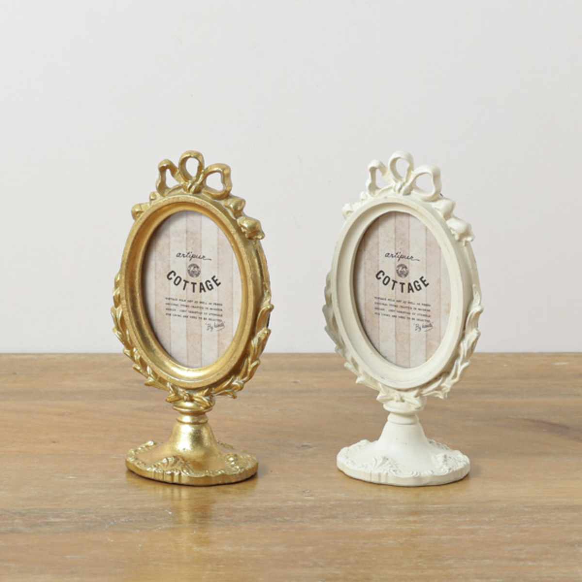 フォトフレーム フォトスタンド オーバル レジン ( 写真立て 写真 フレーム ミニ 小さめ 楕円形 アンティーク調 幅9.5cm ウエディングフォト 置き型 ウェルカムスペース ディスプレイ 写真フレーム 写真入れ ウエディング ) 【ゴールド】 ゴールド