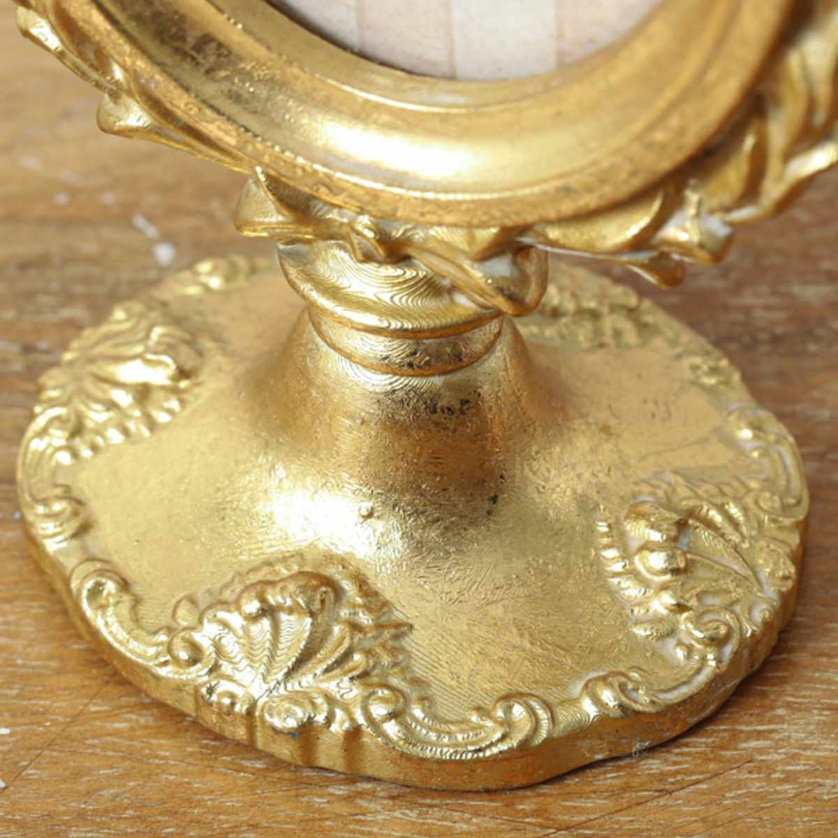 フォトフレーム フォトスタンド オーバル レジン ( 写真立て 写真 フレーム ミニ 小さめ 楕円形 アンティーク調 幅9.5cm ウエディングフォト 置き型 ウェルカムスペース ディスプレイ 写真フレーム 写真入れ ウエディング ) 【ゴールド】 ゴールド