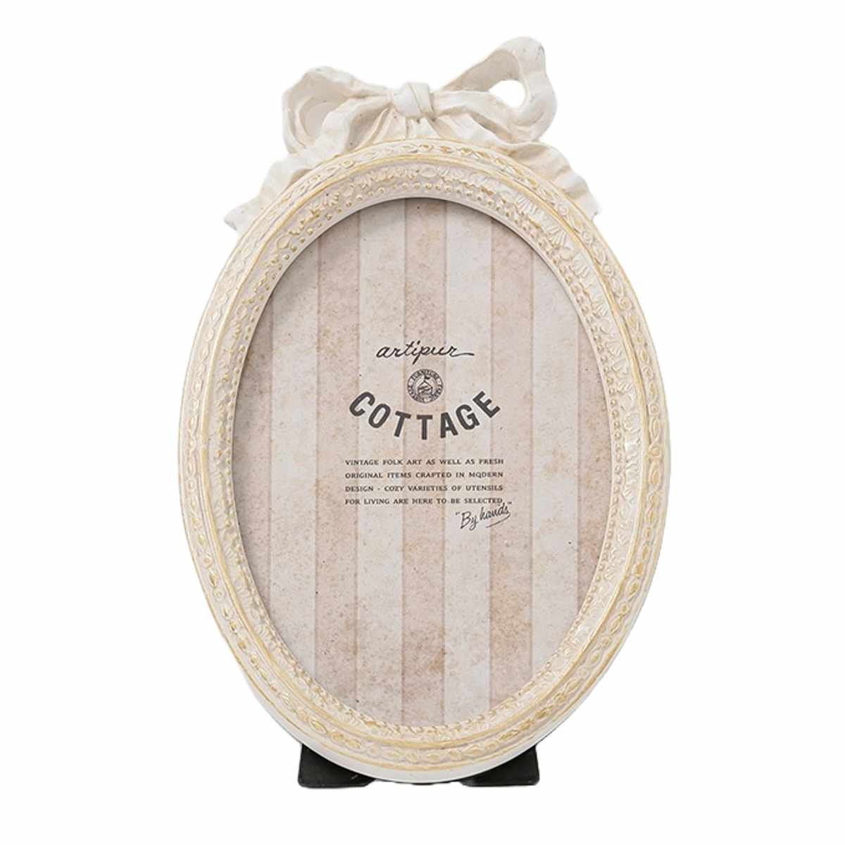 フォトフレーム オーバルリボンフォトフレーム レジン ( 写真立て 写真 フレーム 楕円形 アンティーク調 ウエディングフォト 置き型 幅12cm リボン 壁掛け ウェルカムスペース ディスプレイ 写真フレーム 写真入れ ウエディング ) 【ゴールド】 ゴールド