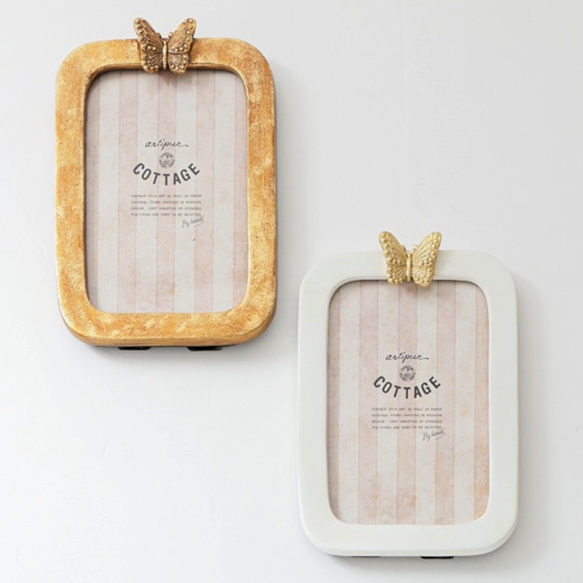 フォトフレーム バタフライフォトフレーム ポストカード KG判 レジン ( 写真立て フォトスタンド 写真 フレーム L判 標準プリントサイズ はがきサイズ アンティーク調 ウエディングフォト 壁掛け 置き型 蝶 チョウチョ ) 【ホワイト】