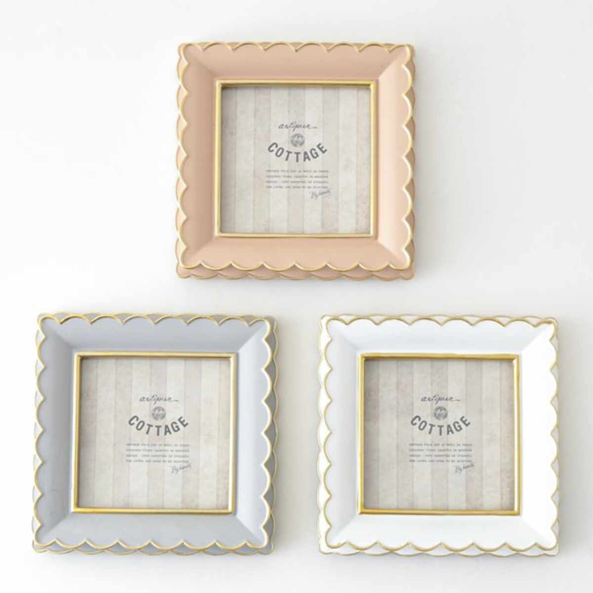 フォトフレーム スクエア波形フォトフレーム スクエア レジン ( 写真立て フォトスタンド 写真 フレーム ミニ 小さめ ましかく 正方形 幅15cm かわいい アンティーク調 ましかくプリント 壁掛け 置き型 ウエディングフォト ) 【ピンク】 ピンク