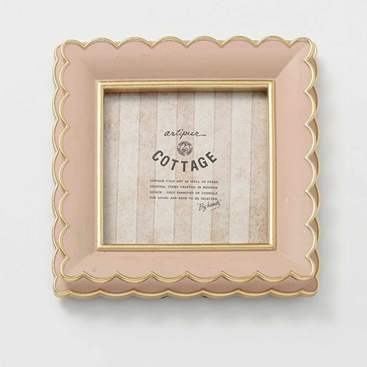 フォトフレーム スクエア波形フォトフレーム スクエア レジン ( 写真立て フォトスタンド 写真 フレーム ミニ 小さめ ましかく 正方形 幅15cm かわいい アンティーク調 ましかくプリント 壁掛け 置き型 ウエディングフォト ) 【ピンク】 ピンク