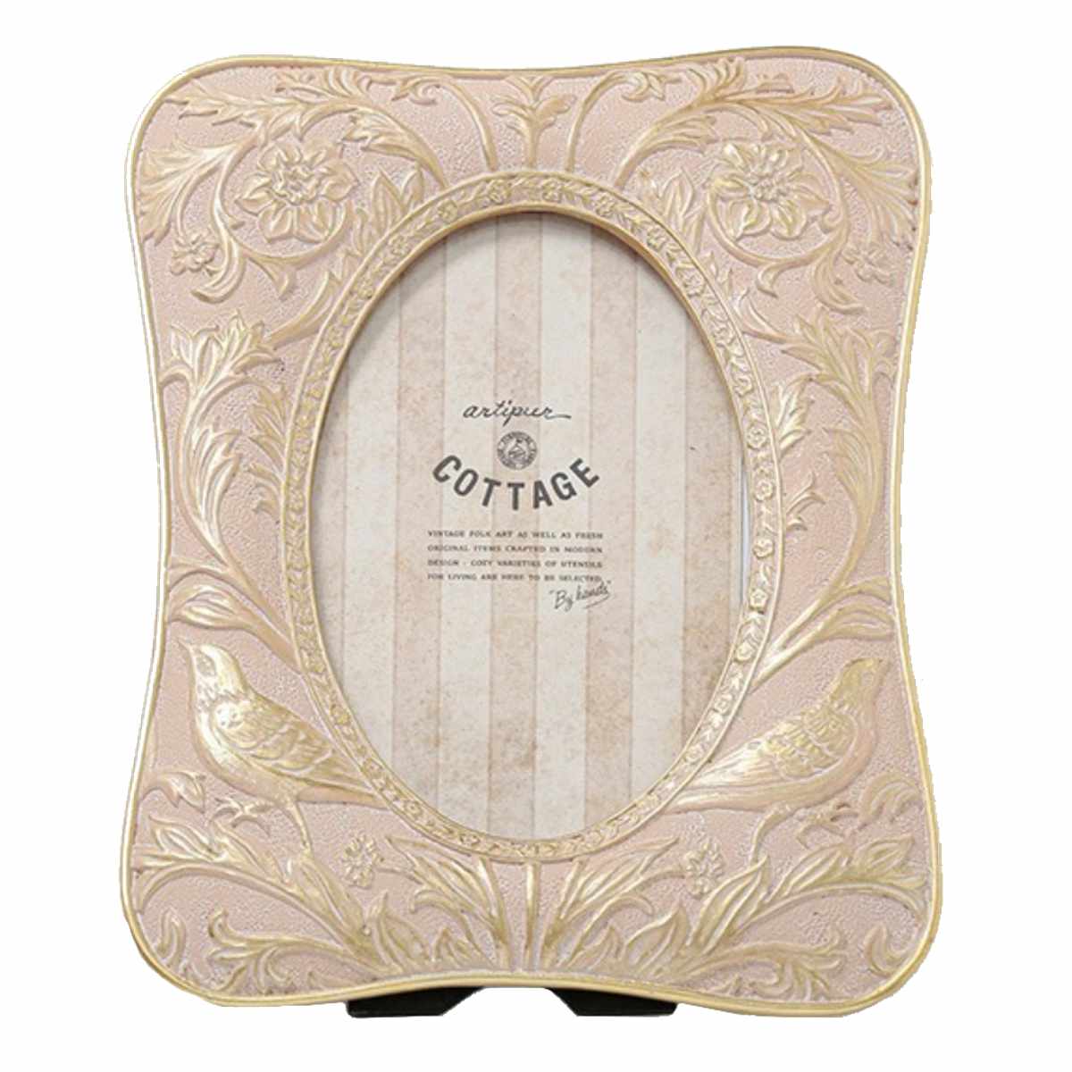 フォトフレーム 花鳥フォトフレーム レジン ( 写真立て フォトスタンド 写真 フレーム L判 標準プリントサイズ はがきサイズ KG判 上品 アンティーク調 ウエディングフォト 壁掛け 置き型 縦 横 ピクチャーフレーム エレガント ) 【ピンク】 ピンク