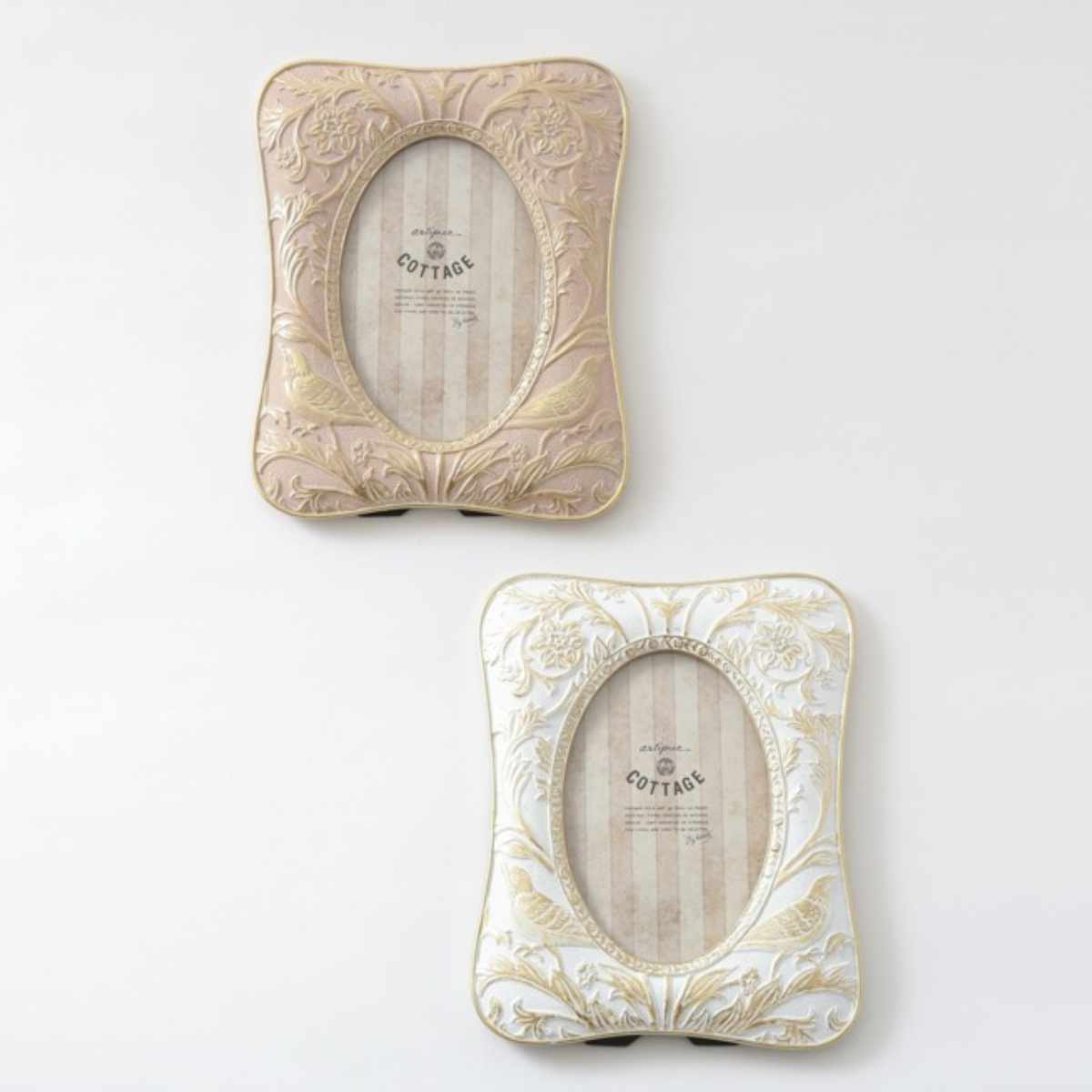 フォトフレーム 花鳥フォトフレーム レジン ( 写真立て フォトスタンド 写真 フレーム L判 標準プリントサイズ はがきサイズ KG判 上品 アンティーク調 ウエディングフォト 壁掛け 置き型 縦 横 ピクチャーフレーム エレガント ) 【ピンク】 ピンク