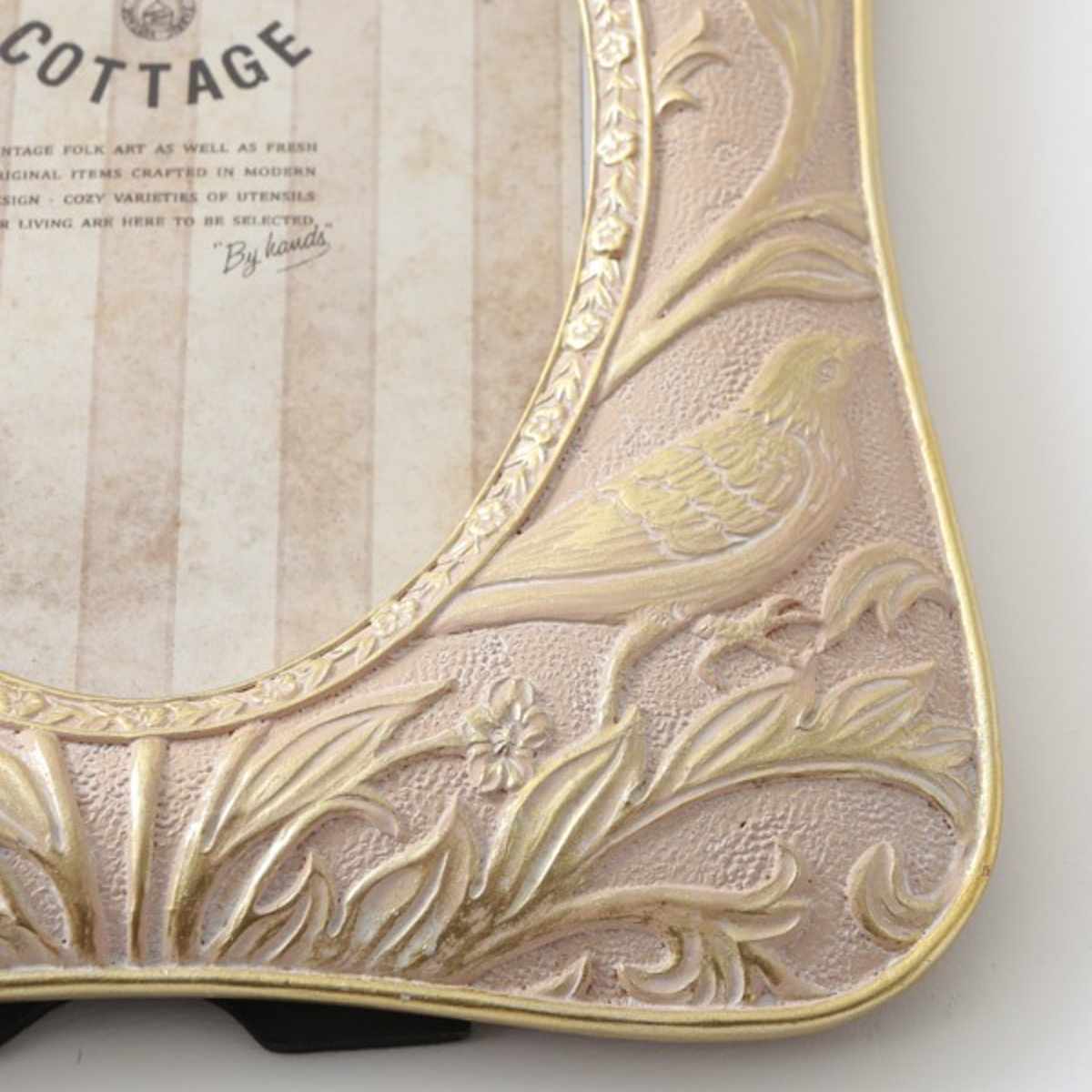 フォトフレーム 花鳥フォトフレーム レジン ( 写真立て フォトスタンド 写真 フレーム L判 標準プリントサイズ はがきサイズ KG判 上品 アンティーク調 ウエディングフォト 壁掛け 置き型 縦 横 ピクチャーフレーム エレガント ) 【ピンク】 ピンク