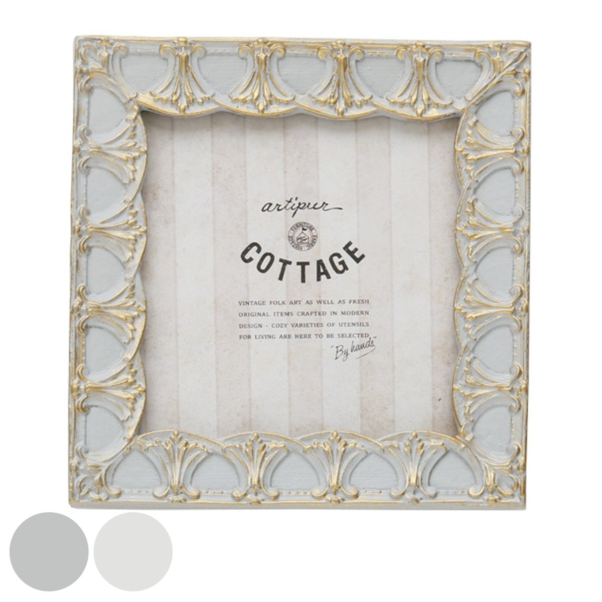 フォトフレーム S スクエア レジン ( 写真立て フォトスタンド 写真 フレーム ポストカード ましかく 正方形 幅14cm アンティーク調 ウエディングフォト ましかくプリント 壁掛け 置き型 ウェルカムスペース ピクチャーフレーム ) 【グレー】