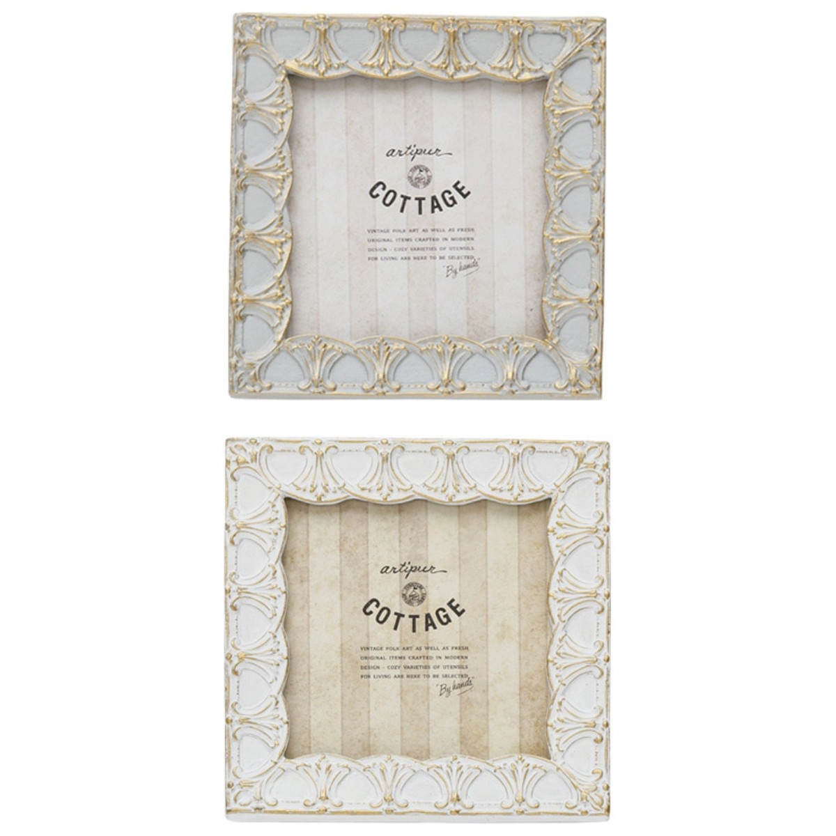 フォトフレーム S スクエア レジン ( 写真立て フォトスタンド 写真 フレーム ポストカード ましかく 正方形 幅14cm アンティーク調 ウエディングフォト ましかくプリント 壁掛け 置き型 ウェルカムスペース ピクチャーフレーム ) 【グレー】 グレー