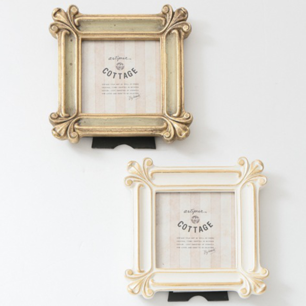 フォトフレーム スクエアミニフレーム レジン ( 写真立て フォトスタンド 写真 フレーム ミニ 小さめ ましかく 正方形 幅12.5cm アンティーク調 ウエディングフォト ましかくプリント 壁掛け 置き型 ウェルカムスペース ) 【グリーン】