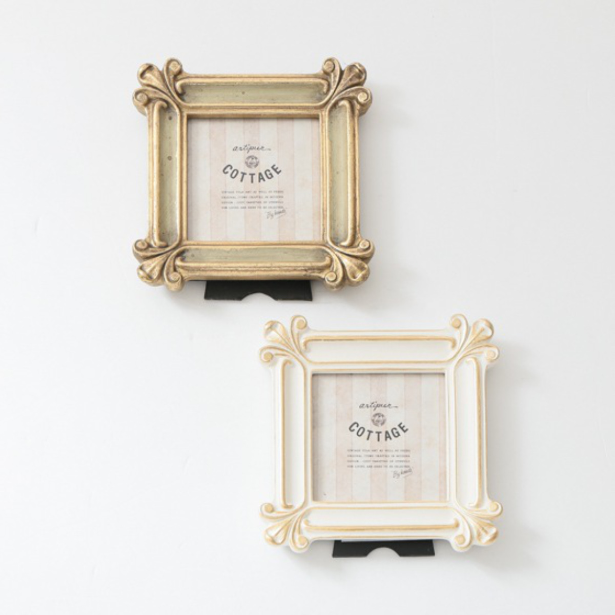 フォトフレーム スクエアミニフレーム レジン ( 写真立て フォトスタンド 写真 フレーム ミニ 小さめ ましかく 正方形 幅12.5cm アンティーク調 ウエディングフォト ましかくプリント 壁掛け 置き型 ウェルカムスペース ) 【グリーン】 グリーン