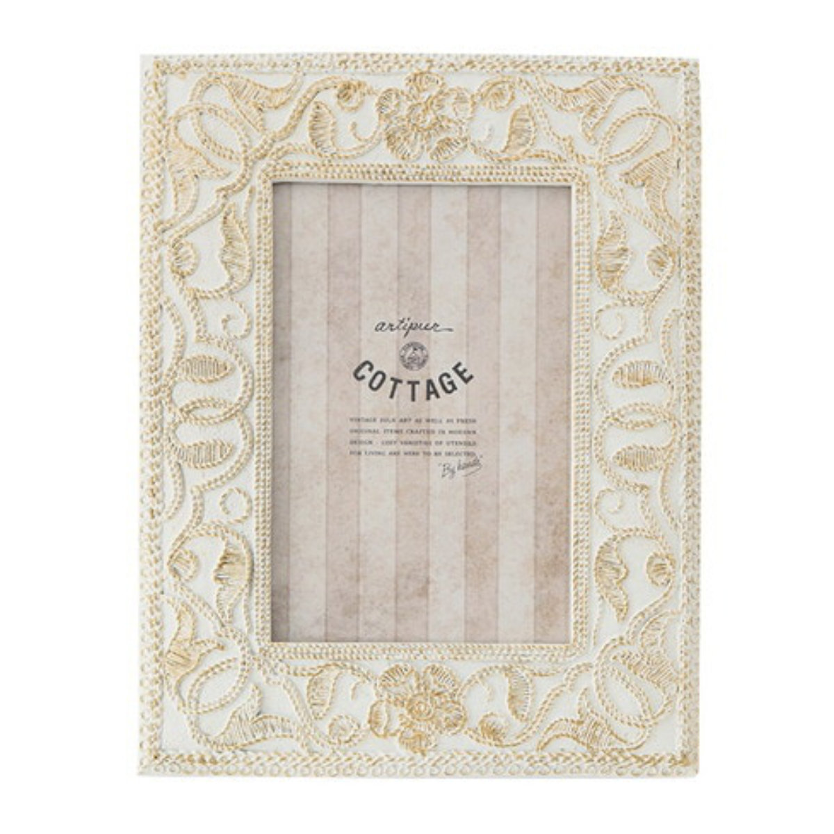 フォトフレーム 草花レクタングルフォトフレーム ポストカード レジン ( 写真立て フォトスタンド 写真 フレーム L判 標準プリントサイズ 刺繍風 アンティーク調 ウエディングフォト 壁掛け 置き型 縦 横 ウェルカムスペース ) 【ホワイト】 ホワイト