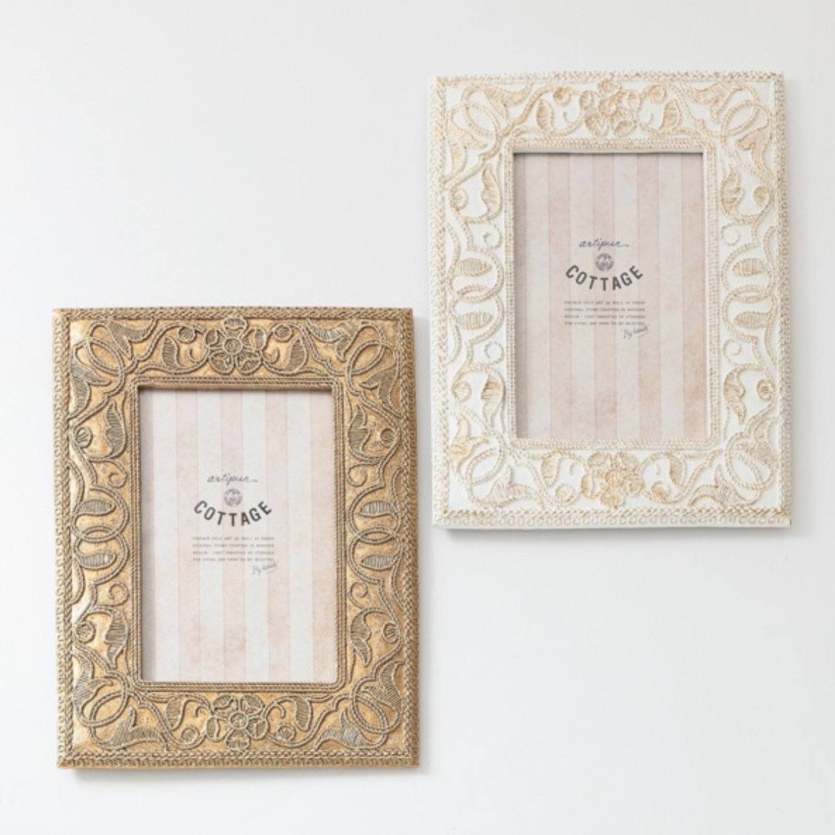 フォトフレーム 草花レクタングルフォトフレーム ポストカード レジン ( 写真立て フォトスタンド 写真 フレーム L判 標準プリントサイズ 刺繍風 アンティーク調 ウエディングフォト 壁掛け 置き型 縦 横 ウェルカムスペース ) 【ホワイト】 ホワイト