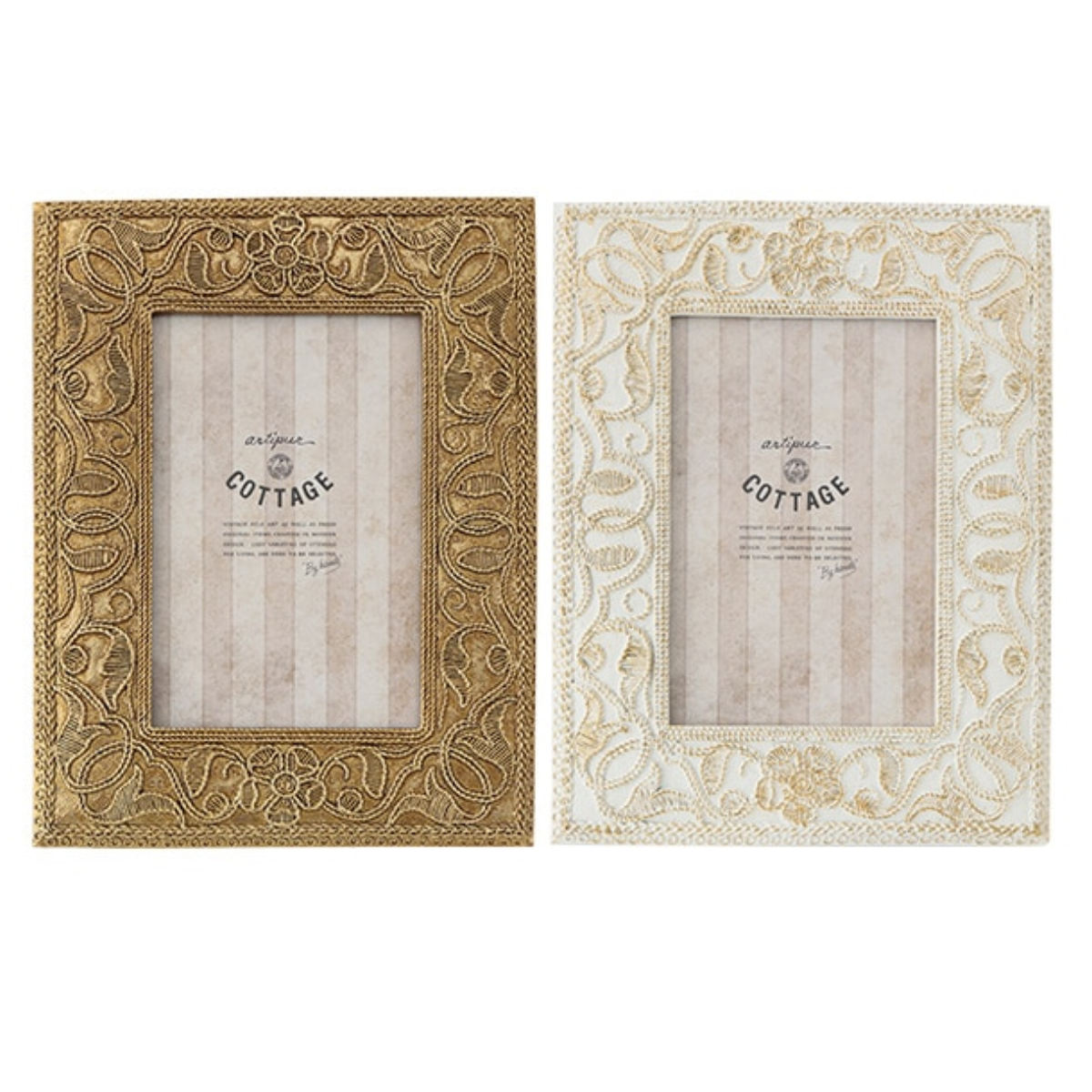 フォトフレーム 草花レクタングルフォトフレーム ポストカード レジン ( 写真立て フォトスタンド 写真 フレーム L判 標準プリントサイズ 刺繍風 アンティーク調 ウエディングフォト 壁掛け 置き型 縦 横 ウェルカムスペース ) 【ホワイト】 ホワイト