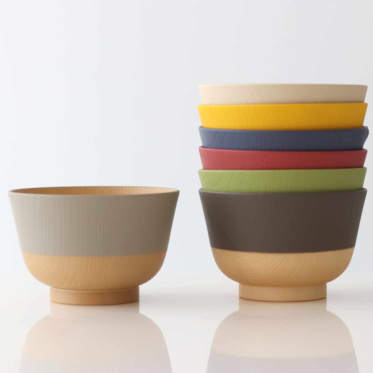 茶碗 330ml やさしい彩り 抗菌 汁椀 同色5個セット ( 日本製 電子レンジ対応 食洗機対応 お椀 椀 味噌汁碗 おしゃれ かわいい 抗菌加工 スープ 味噌汁 木目調 軽い 割れにくい 子ども 介護 ) 【ウグイス】 ウグイス