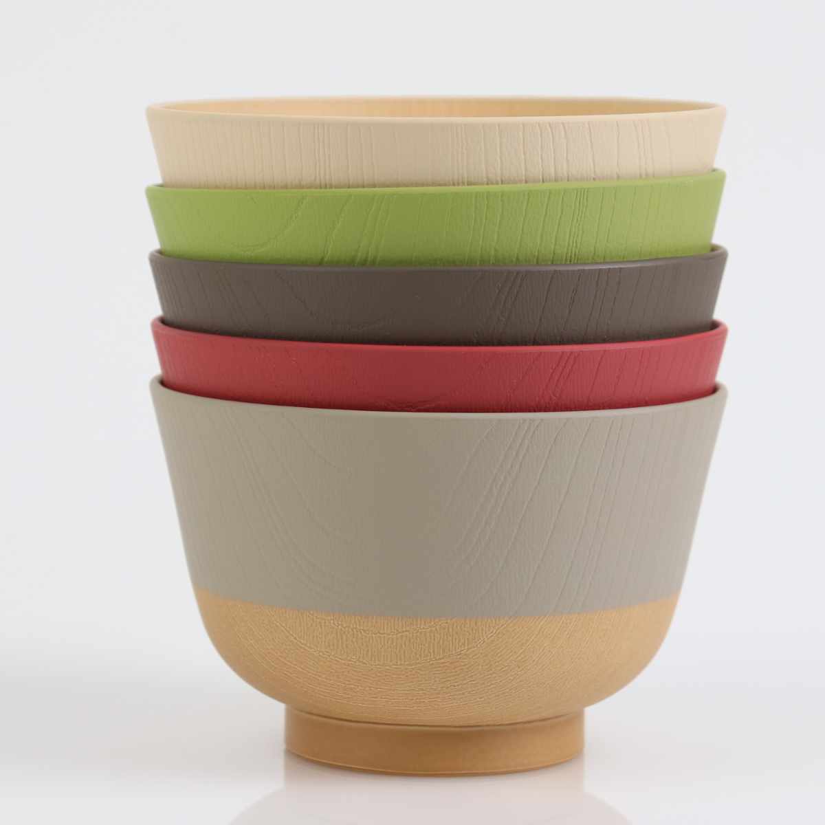 茶碗 330ml やさしい彩り 抗菌 汁椀 5個入 ( 日本製 電子レンジ対応 食洗機対応 椀 お椀 味噌汁碗 おしゃれ かわいい 抗菌加工 スープ 味噌汁 木目調 軽い 割れにくい 子ども 介護 )