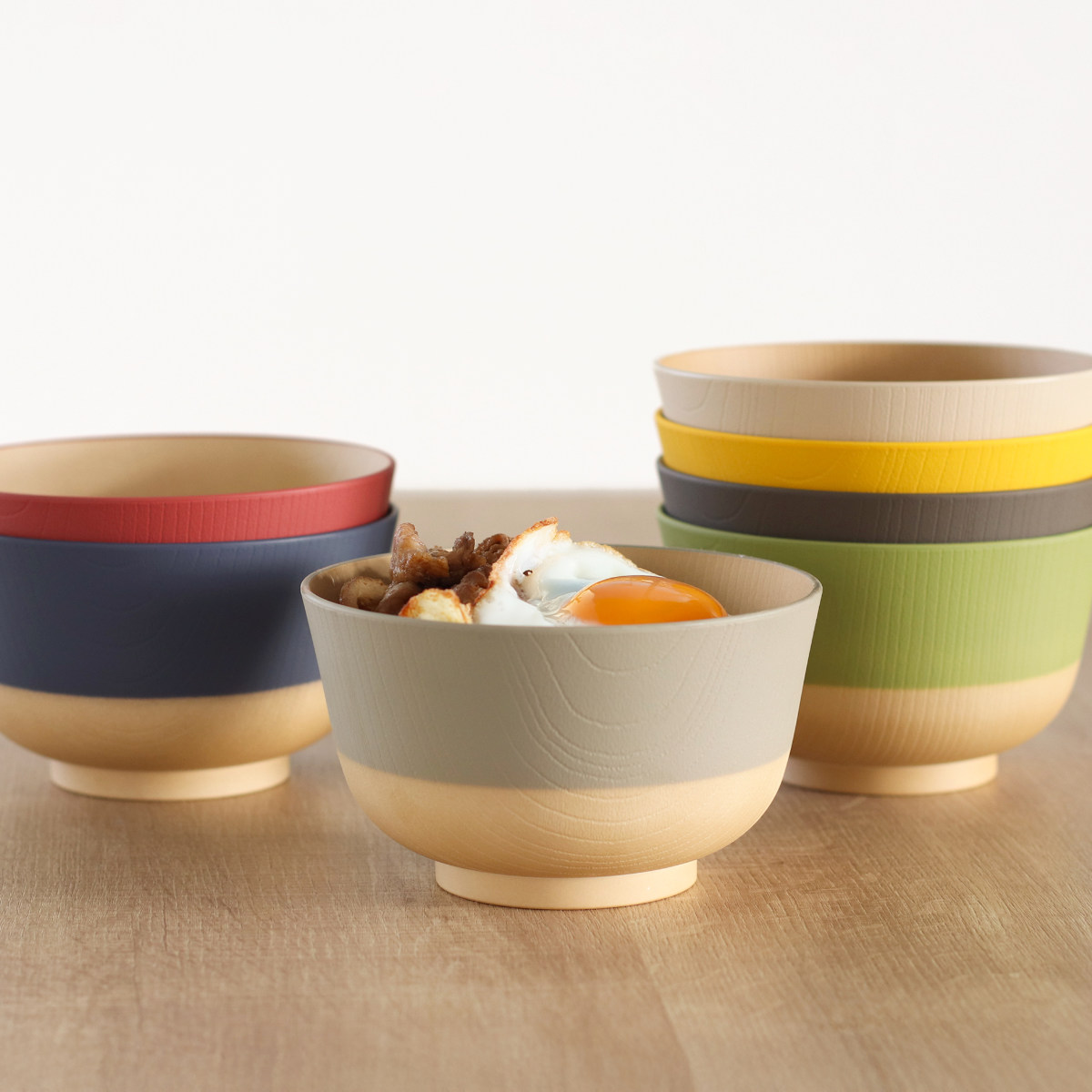 どんぶり 700ml やさしい彩り 抗菌 ( 丼 丼ぶり 日本製 電子レンジ対応 食洗機対応 どんぶり椀 どんぶり鉢 お椀 食器 おしゃれ かわいい 抗菌加工 木目 シンプル 割れにくい 軽い ) 【あかね】 あかね