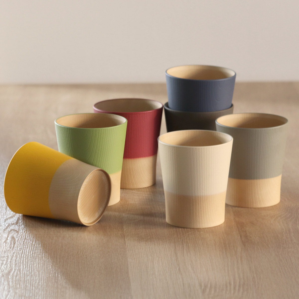 コップ 360ml やさしい彩り 抗菌 カップ 同色5個セット ( 日本製 電子レンジ対応 食洗機対応 湯呑み 湯飲み 食器 おしゃれ かわいい 抗菌加工 木目 シンプル 割れにくい 軽い ) 【キナリ】 キナリ
