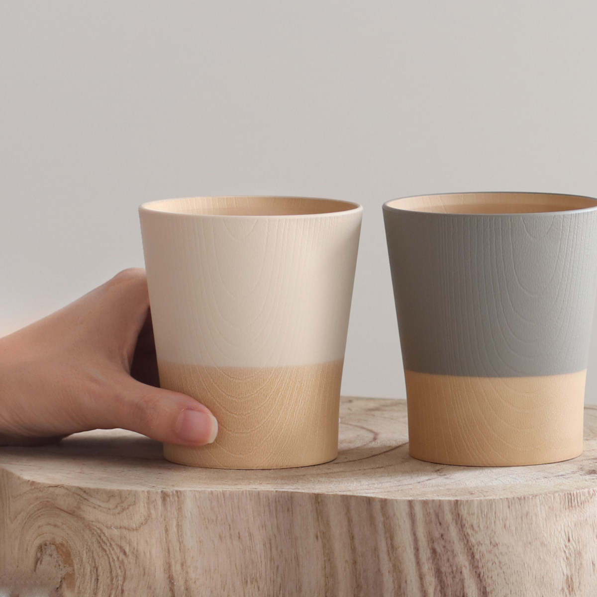 コップ 360ml やさしい彩り 抗菌 カップ 同色5個セット ( 日本製 電子レンジ対応 食洗機対応 湯呑み 湯飲み 食器 おしゃれ かわいい 抗菌加工 木目 シンプル 割れにくい 軽い ) 【キナリ】 キナリ