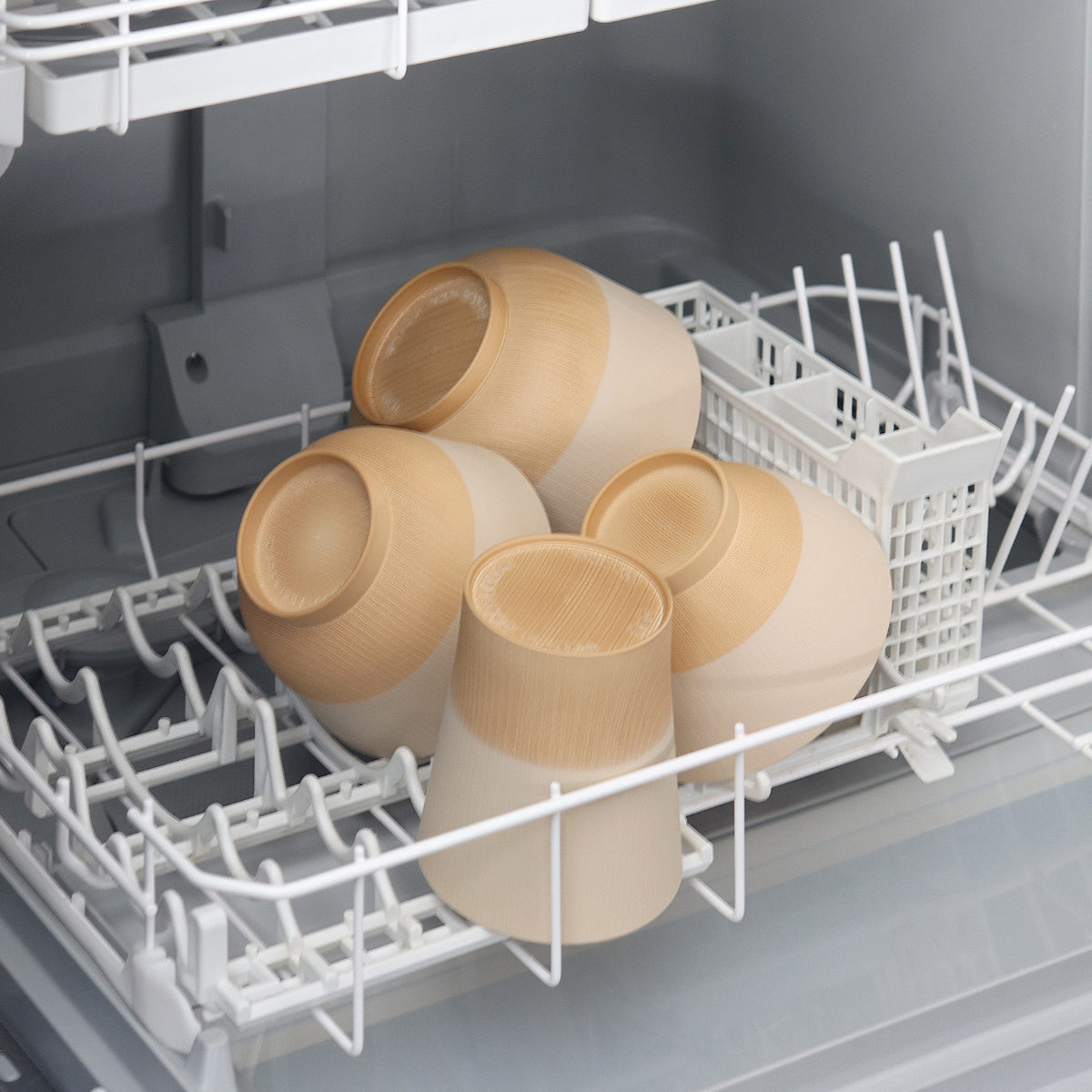 茶碗 12cm やさしい彩り 抗菌 飯椀 同色5個セット ( 日本製 電子レンジ対応 食洗機対応 お茶碗 ご飯茶碗 飯碗 食器 おしゃれ かわいい 抗菌加工 木目 シンプル 割れにくい 軽い ライスボウル ) 【クルミ】 クルミ