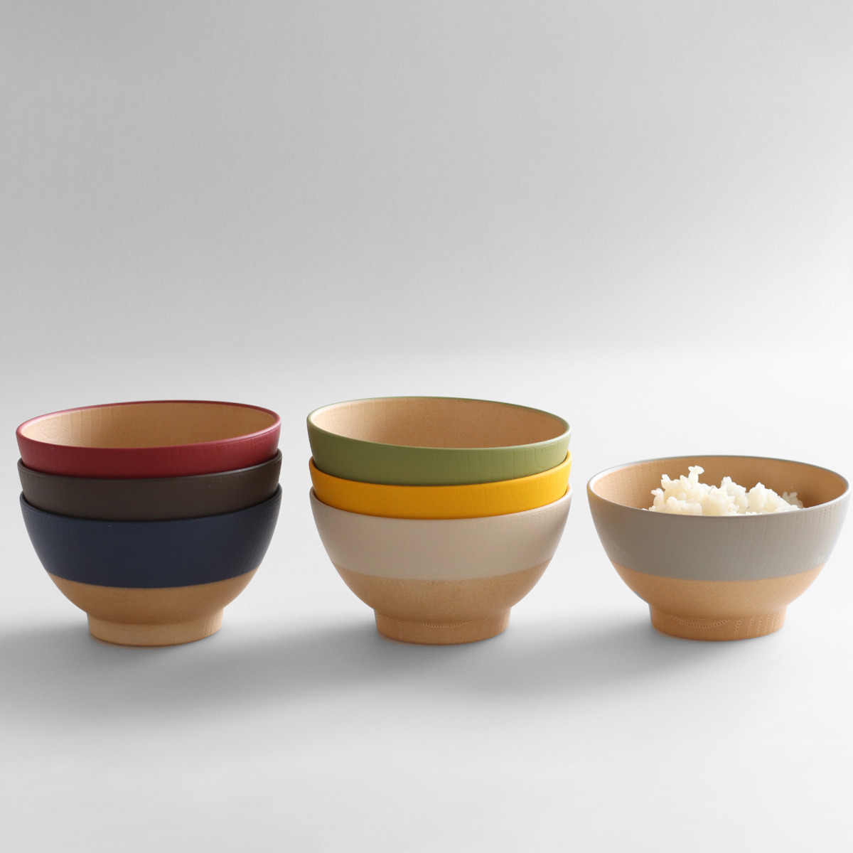 茶碗 12cm やさしい彩り 抗菌 飯椀 同色5個セット ( 日本製 電子レンジ対応 食洗機対応 お茶碗 ご飯茶碗 飯碗 食器 おしゃれ かわいい 抗菌加工 木目 シンプル 割れにくい 軽い ライスボウル ) 【クルミ】 クルミ