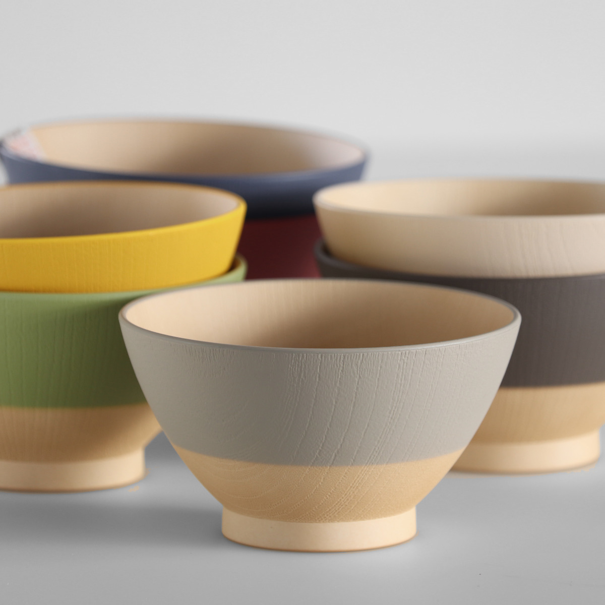 茶碗 12cm やさしい彩り 抗菌 飯椀 同色5個セット ( 日本製 電子レンジ対応 食洗機対応 お茶碗 ご飯茶碗 飯碗 食器 おしゃれ かわいい 抗菌加工 木目 シンプル 割れにくい 軽い ライスボウル ) 【クルミ】 クルミ