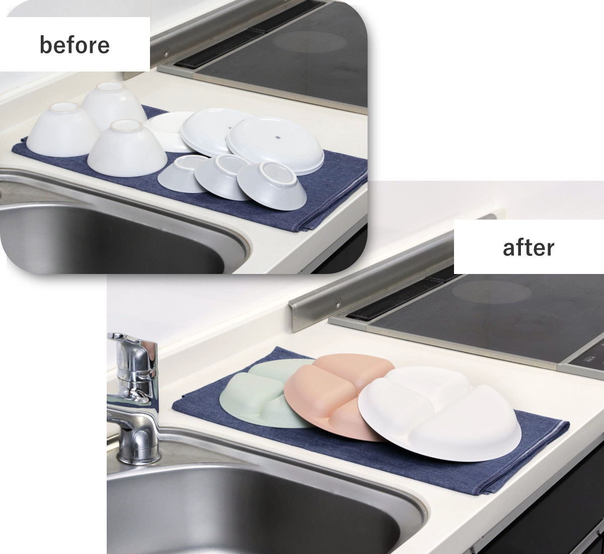 キッチンプレート やさしい彩り キッズ プレート 同色3枚セット ( 21.cm 日本製 電子レンジ対応 食洗機対応 ランチプレート 仕切皿 丸 仕切り皿 おしゃれ かわいい 3つ仕切り 軽い 割れにくい ラウンド ランチ皿 ワンプレート ) 【あかね】 あかね