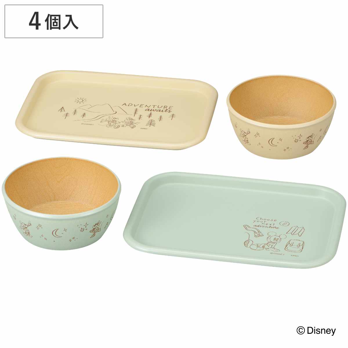 ボウル トレー mA 抗菌 4点入 ミッキーマウス ( 日本製 電子レンジ対応 食洗機対応 ミッキー ディズニー お椀 椀 トレイ お盆 24×18cm おしゃれ かわいい キャラクター 軽い 割れにくい 子ども用 キャラ 子供用 食器 )