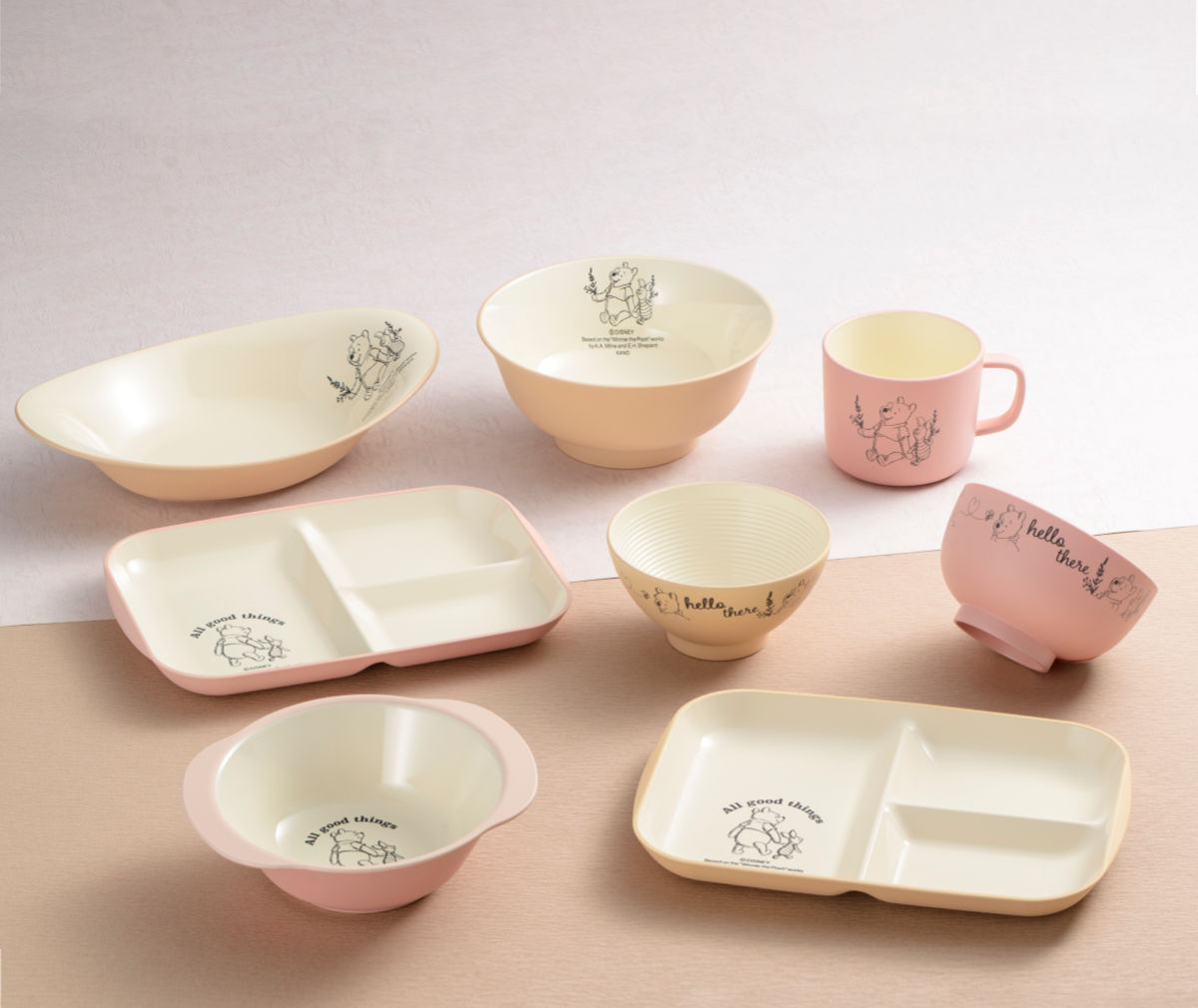 ランチプレート 茶碗 汁椀 マグカップ Pooh Bee キッズセット40 くまのプーさん ( BPAフリー 日本製 抗菌 電子レンジ対応 食洗機対応 プーさん ピグレット キッズ 子供 子ども 皿 お皿 プレート 椀 飯椀 ディズニー キャラクター )