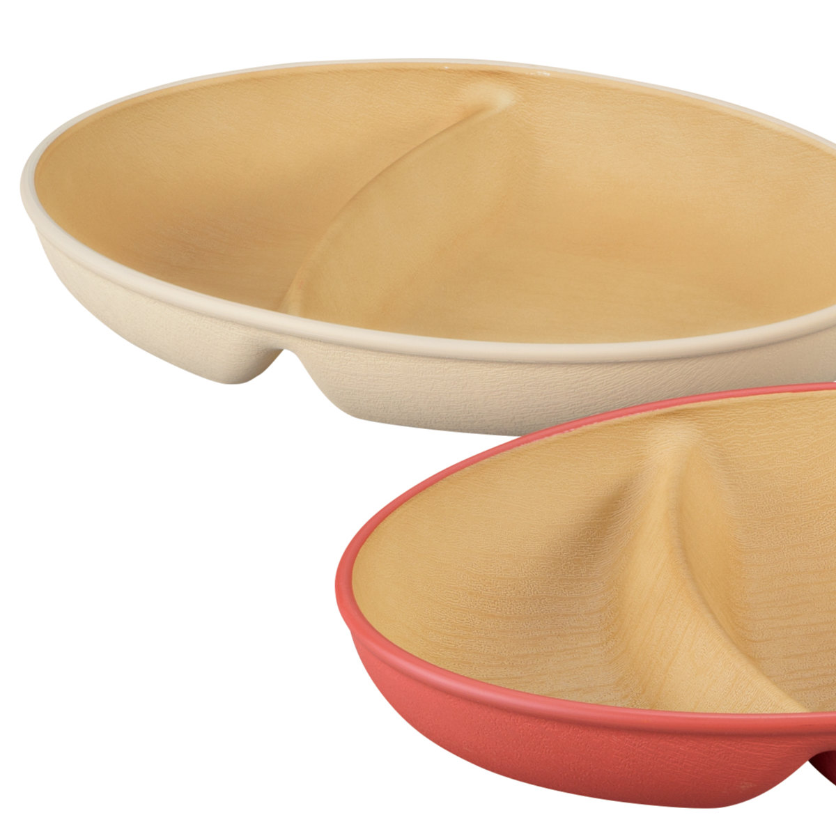 ランチプレート earth color 抗菌 小判 ランチ 3枚入 ( BPAフリー 電子レンジ対応 食洗機対応 日本製 プレート お皿 皿 24.5cm おしゃれ かわいい シンプル 仕切り皿 ランチ皿 ワンプレート 軽い 割れにくい 丈夫 2つ仕切り )