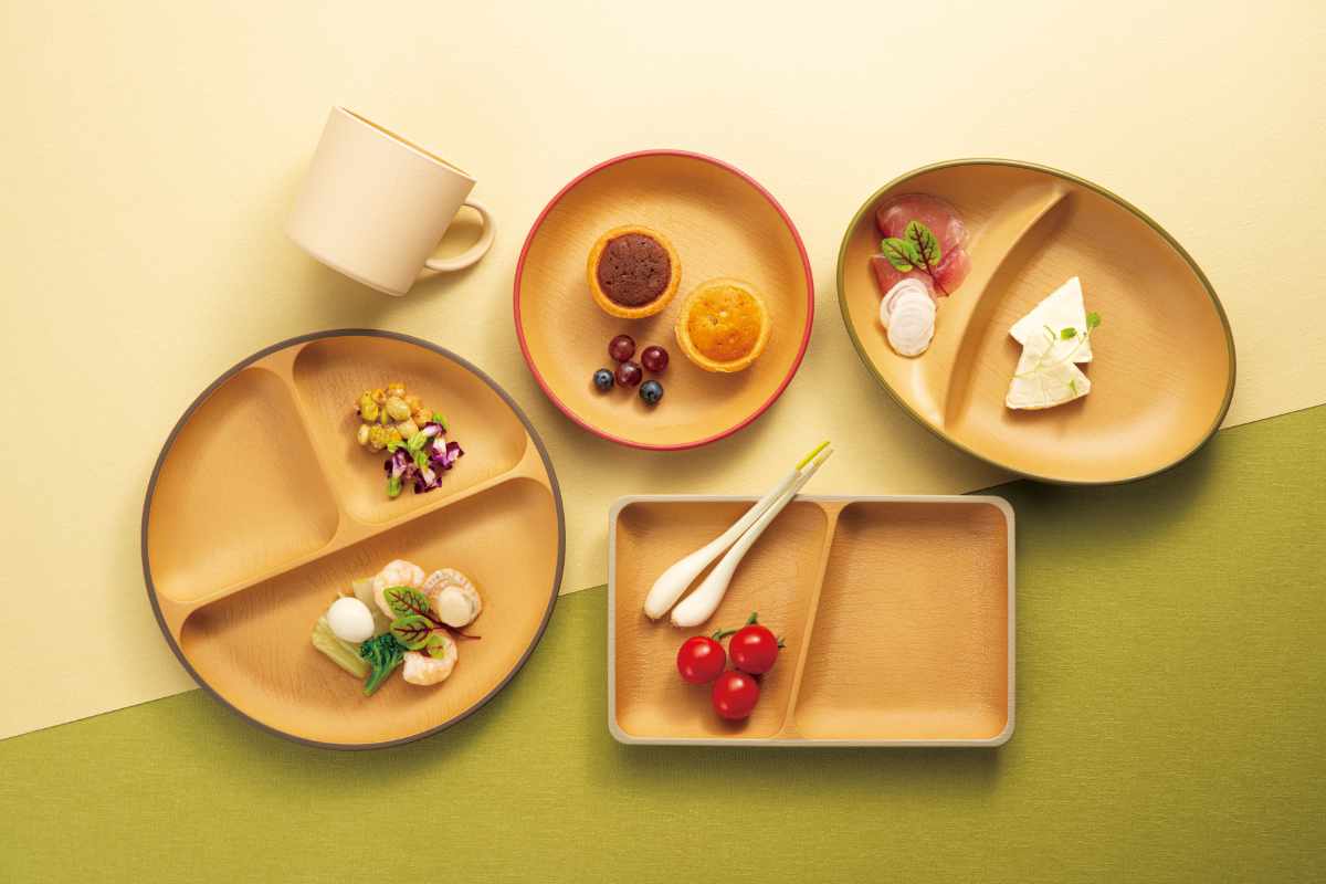 プレート カップ earth color ビストロセット 2個セット ( BPAフリー 日本製 抗菌 電子レンジ対応 食洗機対応 皿 お皿 器 うつわ 鉢 コップ おしゃれ かわいい スープカップ スープ 仕切り皿 ランチ皿 2つ仕切り 木目調 ) 【オリーブ】 オリーブ