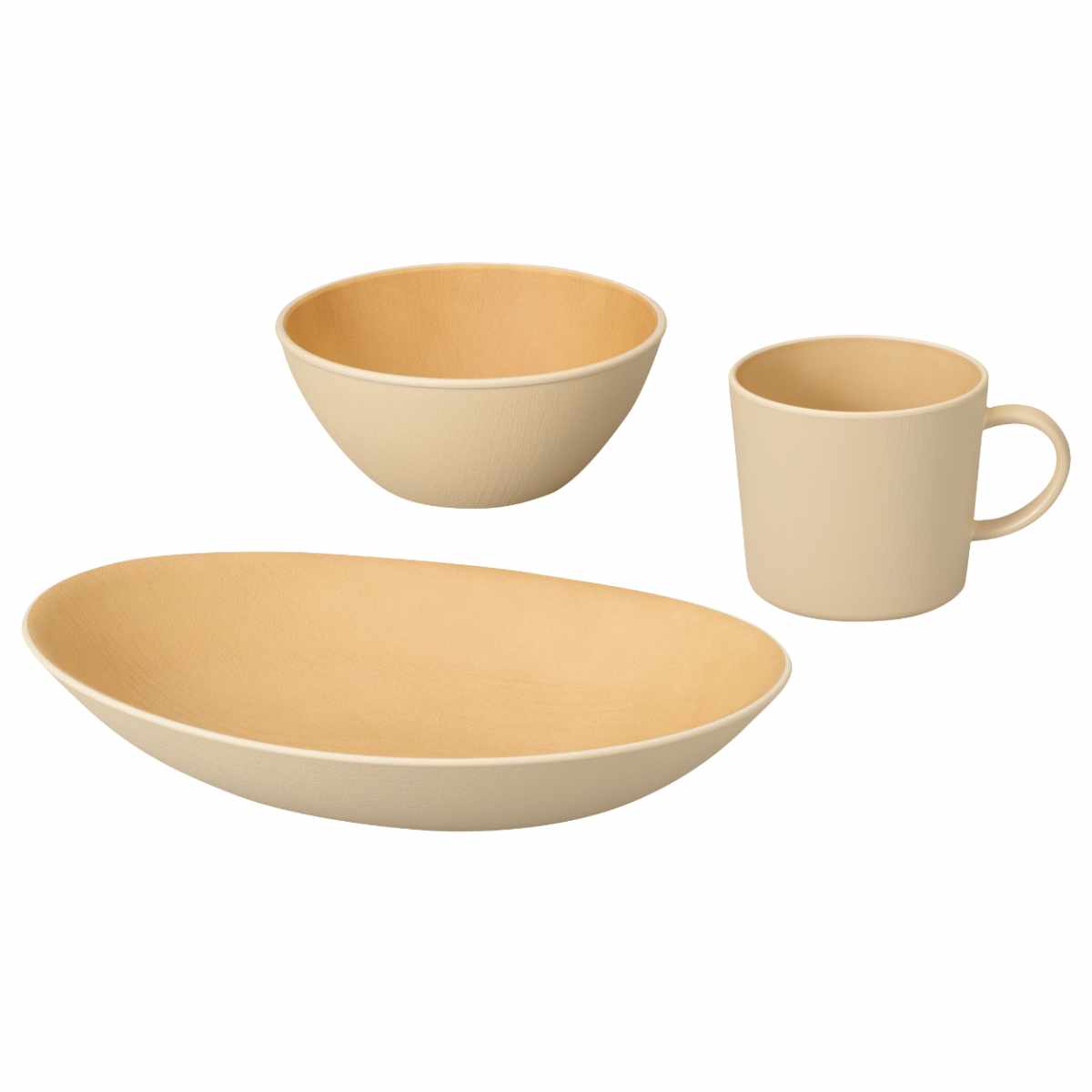 earth color 食器 3点セット バルセット ( BPAフリー 抗菌 電子レンジ対応 食洗機対応 日本製 カレー皿 パスタ皿 プレート お皿 皿 ボウル マグカップ コップ 器 うつわ おしゃれ かわいい シンプル プラスチック 軽い 割れにくい ) 【アイボリー】 アイボリー