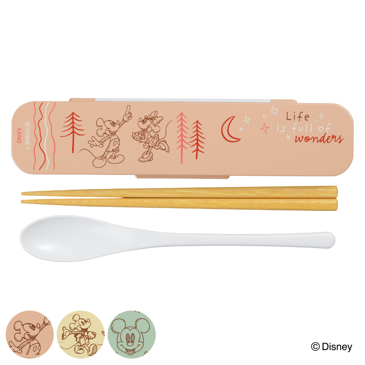 箸 スプーンセット ミッキー ミニー ( 食洗機対応 18センチ お箸 スプーン コンビセット 音の鳴らない カトラリー 抗菌 日本製 食洗機OK カトラリーセット 持ち運び お弁当 弁当 抗菌加工 箸箱 ) 【グリーン】