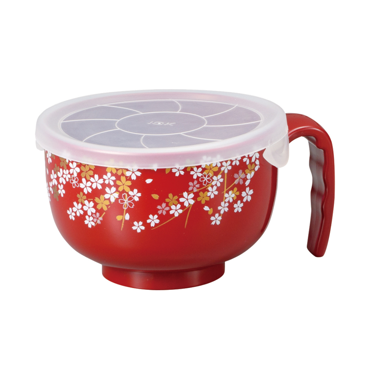 汁椀 桜 フタ付らくらく汁椀 ( 電子レンジ対応 食洗機対応 BPAフリー 抗菌 持ち手付き 介護 食器 お椀 味噌汁碗 軽い 割れにくい ハンドル付き 介護用食器 柄 ふた 蓋 フタ ) 【黒】 黒