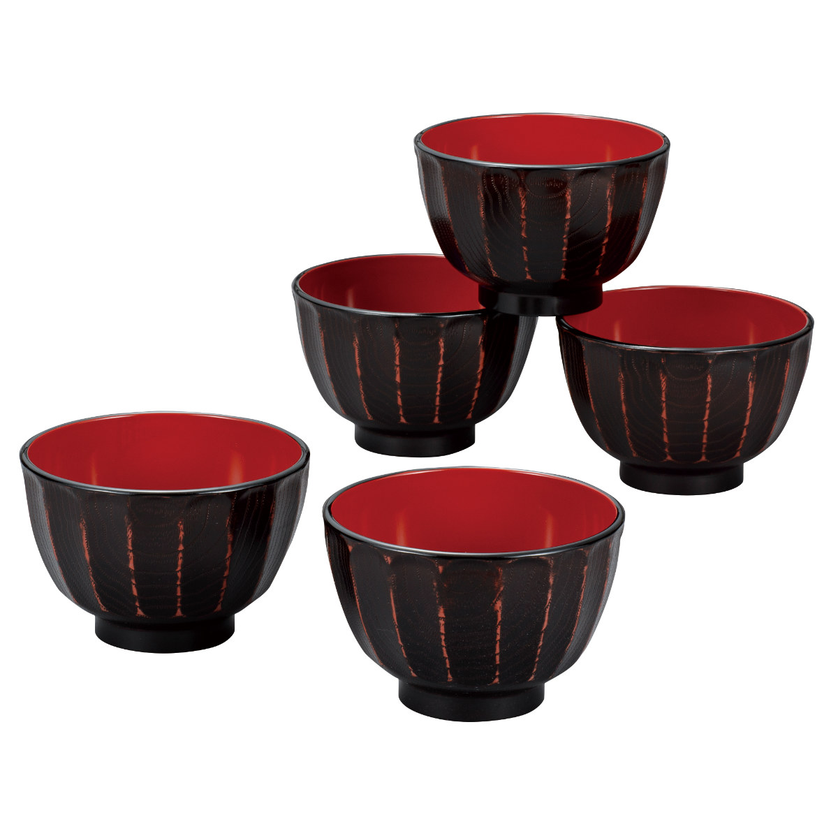 汁椀 抗菌 菊彫 大椀揃 根来 5個入 – ハウジー