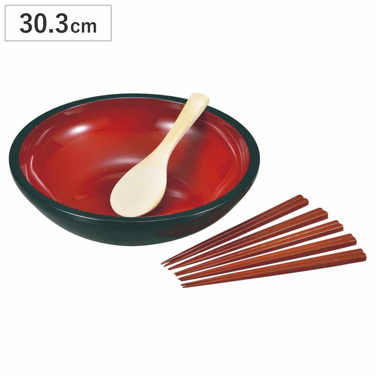鉢 大盛鉢 杓子付き 幅30.3cm 箸 ( 日本製 しゃもじ しゃくし 蕎麦打ち うどん打ち ちらし寿司 お箸 はし おはし ハシ そば 蕎麦 うどん 大鉢 盛鉢 軽い 割れにくい 鍋 具材 そうめん 器 )