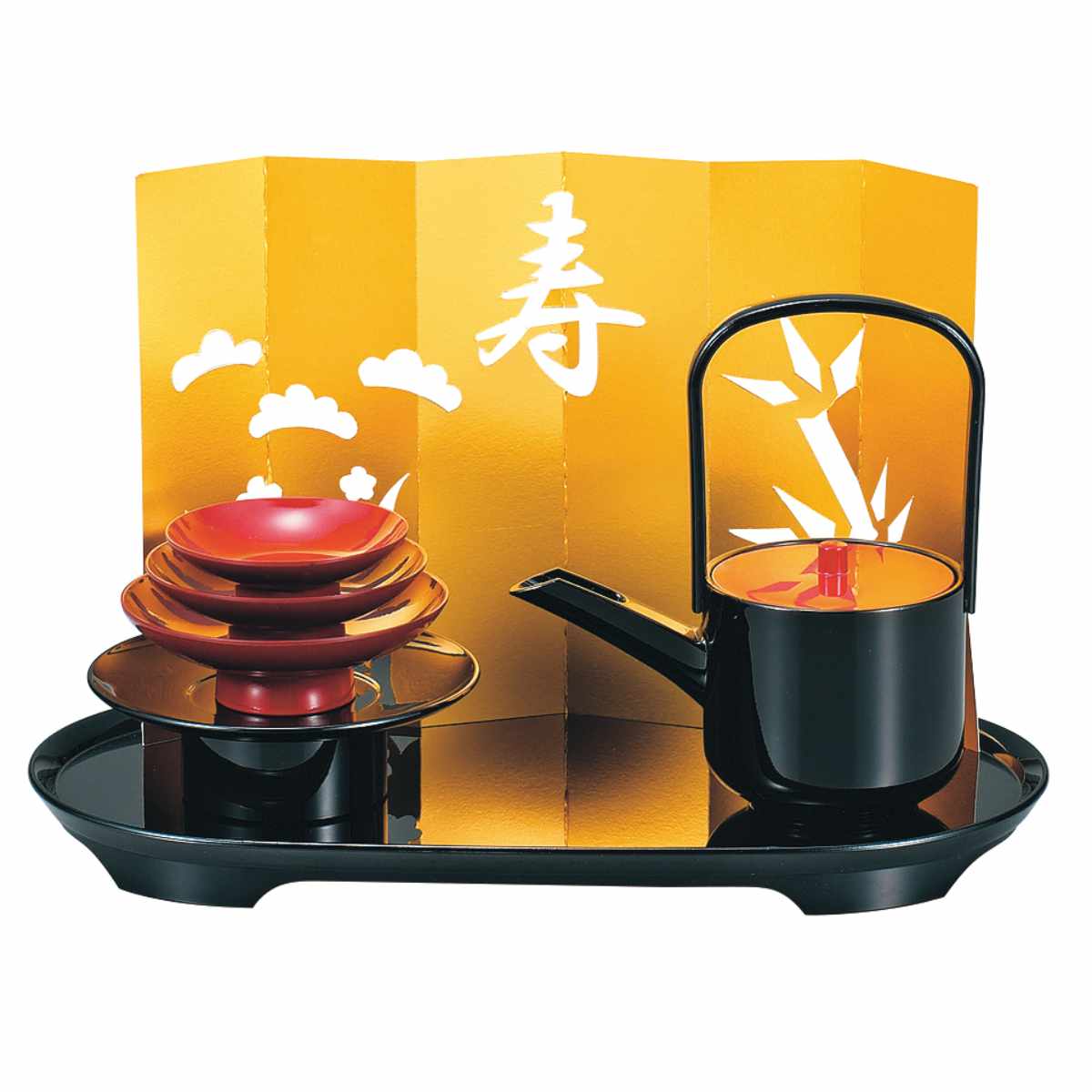 屠蘇器 小判屠蘇器セット 寿 ( 日本製 酒 とそき おとそ 銚子 盃 お盆 コンパクト 新春 お祝い イベント とそ器 国産 酒器 迎春 )