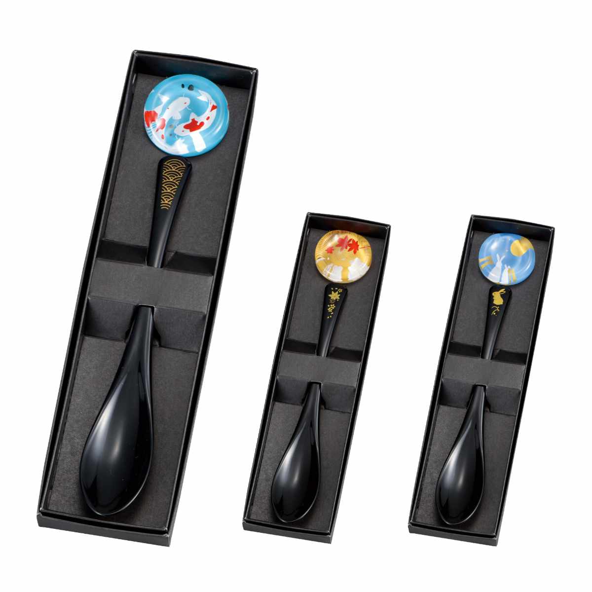 スプーン スプーンレスト 2点セット （ 日本製 カトラリー セット 和 マルチスプーン プラスチック カトラリーレスト おしゃれ 和柄 鯉 秋 うさぎ ウサギ 国産 スリム ボックス入り 贈り物 父の日 母の日 敬老の日 箱入り ） 【春秋】