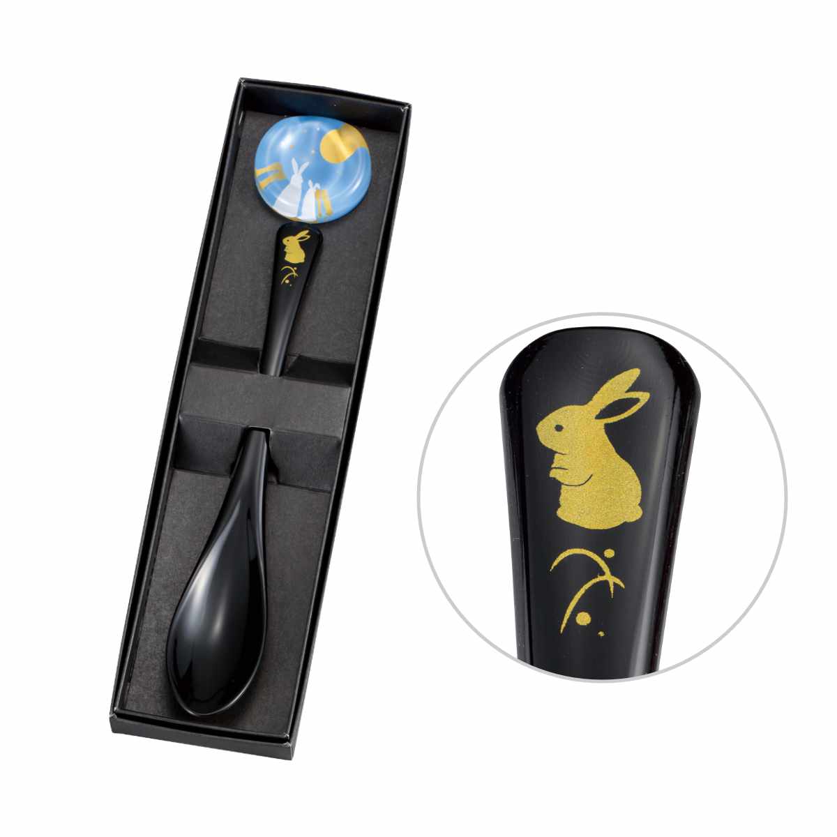 スプーン スプーンレスト 2点セット ( 日本製 カトラリー セット 和 マルチスプーン プラスチック カトラリーレスト おしゃれ 和柄 鯉 秋 うさぎ ウサギ 国産 スリム ボックス入り 贈り物 父の日 母の日 敬老の日 箱入り ) 【春秋】 春秋