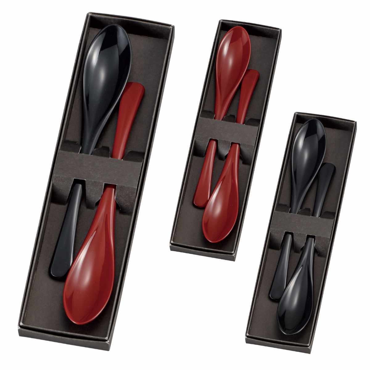 スプーン 味わい 2本入 ( 日本製 カトラリー 和 マルチスプーン プラスチック おしゃれ 国産 スリム ボックス入り 贈り物 父の日 母の日 敬老の日 箱入り ) 【朱】