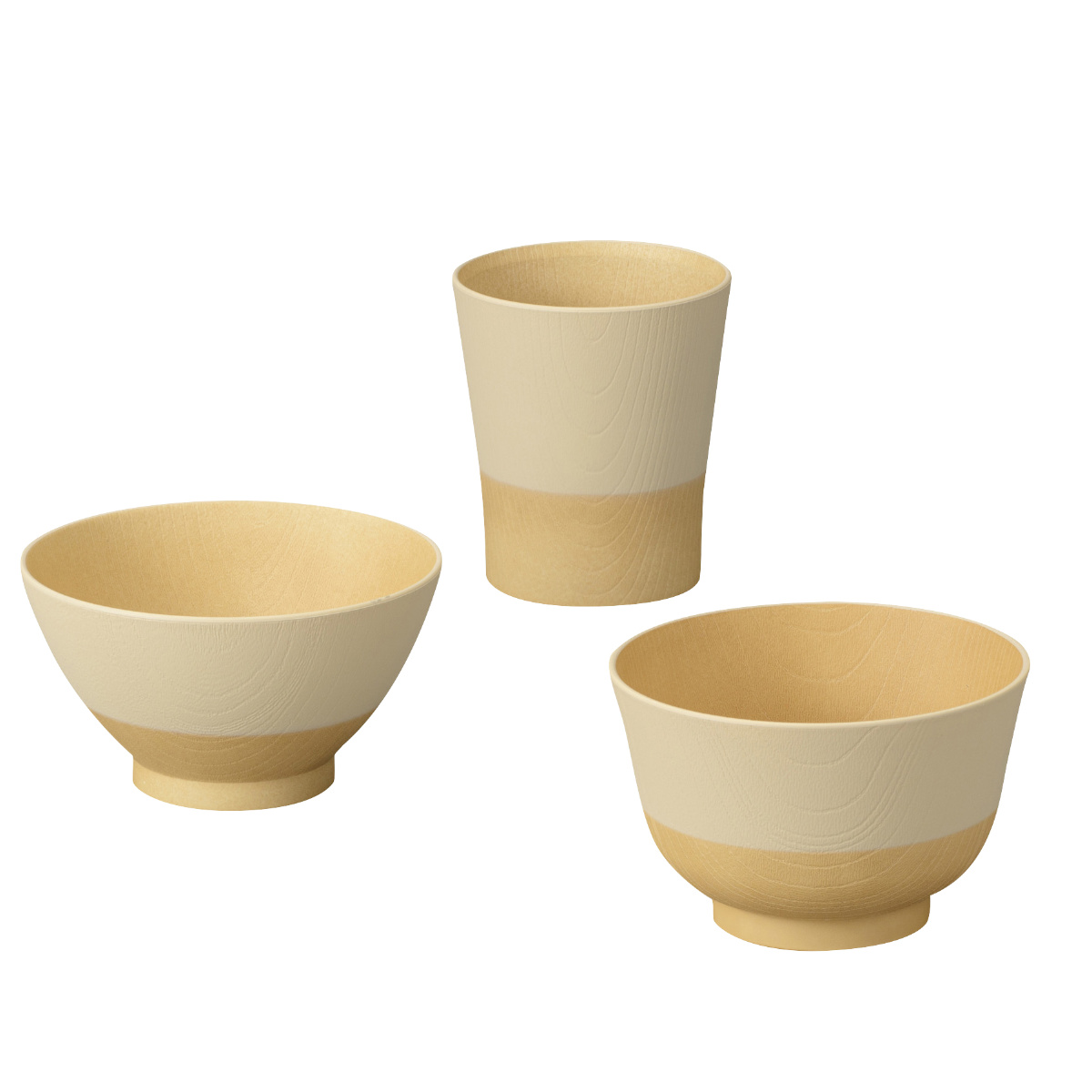 茶碗 汁椀 コップ やさしい彩り むつみ揃 3点セット ( 電子レンジ対応 食洗機対応 BPAフリー 抗菌 キッズ 子ども 子供 飯椀 カップ 日本製 おしゃれ かわいい シンプル お茶碗 お椀 味噌汁碗 ご飯 味噌汁 スープ ) 【キナリ】 キナリ