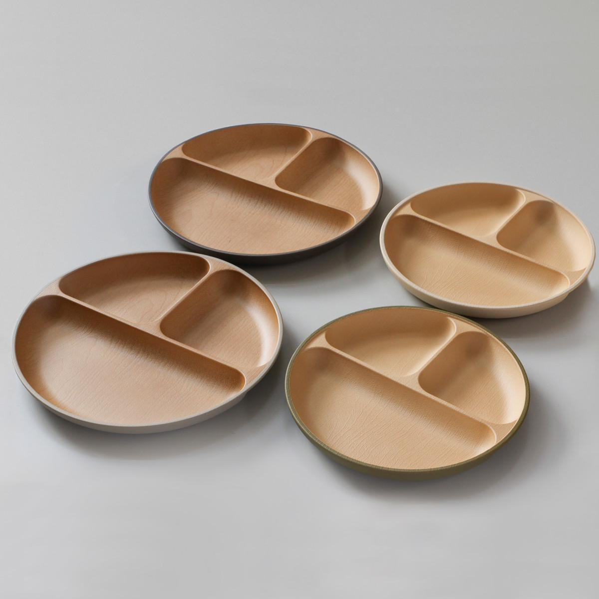 ランチプレート earth color 抗菌 S ( 電子レンジ対応 食洗機対応 BPAフリー 日本製 皿 お皿 プレート 子供 子ども キッズ おしゃれ かわいい 仕切皿 ランチ皿 お子様ランチ 3つ仕切り ワンプレート 木目調 抗菌加工 ) 【グレー】 グレー