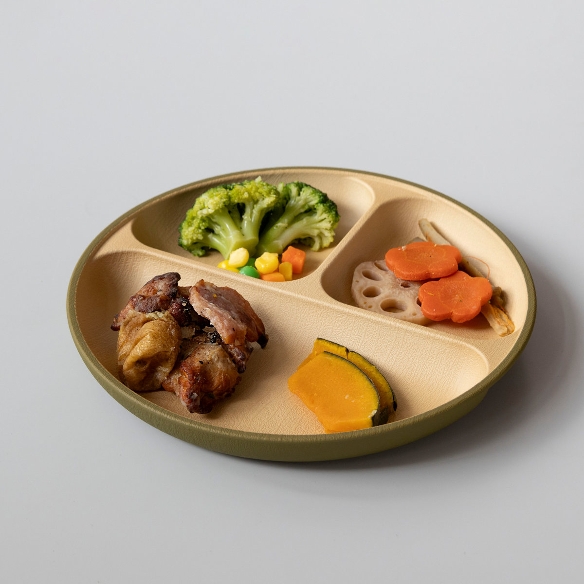 ランチプレート earth color 抗菌 S ( 電子レンジ対応 食洗機対応 BPAフリー 日本製 皿 お皿 プレート 子供 子ども キッズ おしゃれ かわいい 仕切皿 ランチ皿 お子様ランチ 3つ仕切り ワンプレート 木目調 抗菌加工 ) 【グレー】 グレー