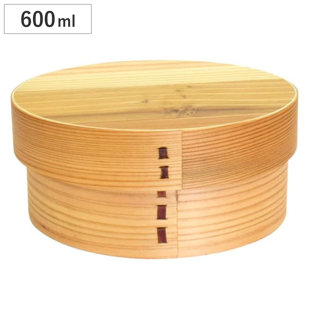 弁当箱 曲げわっぱ 丸型 600ml 1段 ( お弁当箱 木製 ランチボックス 一段 抗菌効果 わっぱ 女子 弁当 お弁当 仕切り付き ゴムバンド付き 大人 女性 )