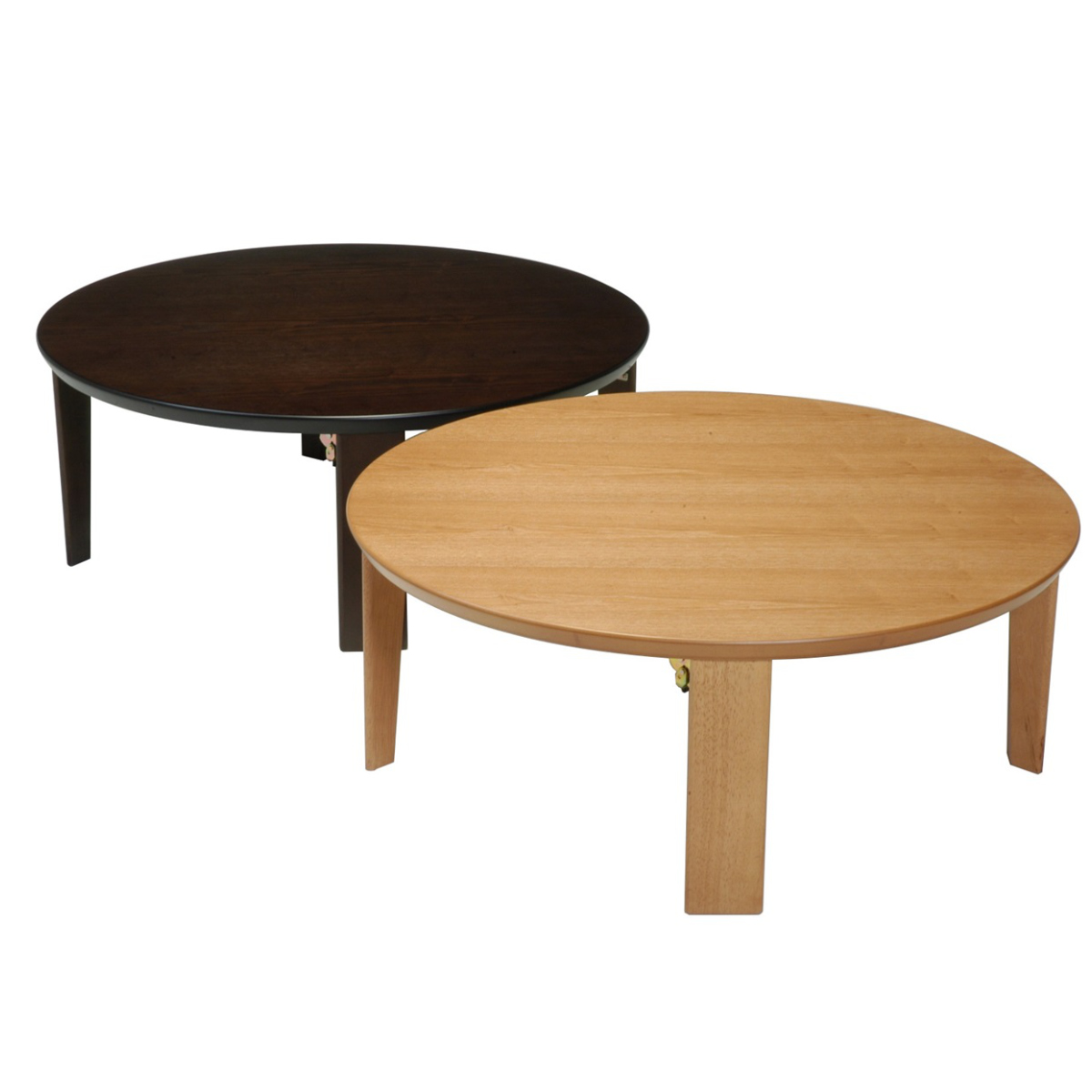 ローテーブル 折りたたみ 円型 直径90cm 座卓マロン ( テーブル 天然木 木製 折り畳み 丸 円形 完成品 折れ脚 リビングテーブル センターテーブル 日本製 ウォールナット 机 ちゃぶ台 折りたたみテーブル おしゃれ 食卓 和風 ) 【ブラウン】 ブラウン