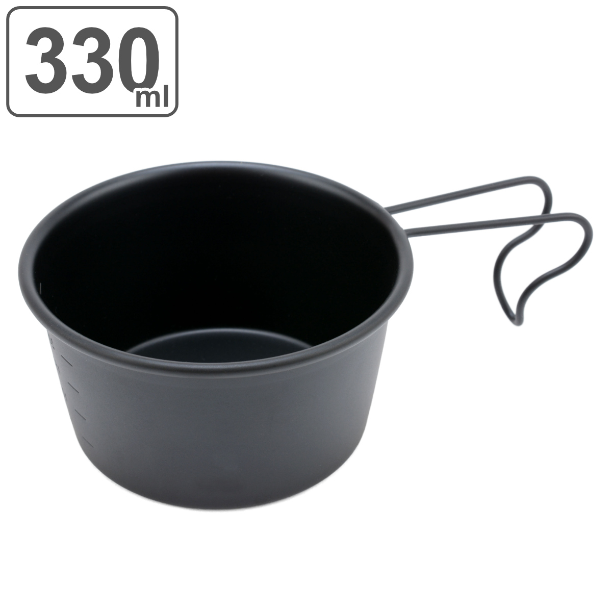 シェラカップ 深型 300ml ブラック プリグレース （ 計量 食器 クッカー カップ コップ 直火対応 目盛り付き スープカップ 食洗機対応 シ